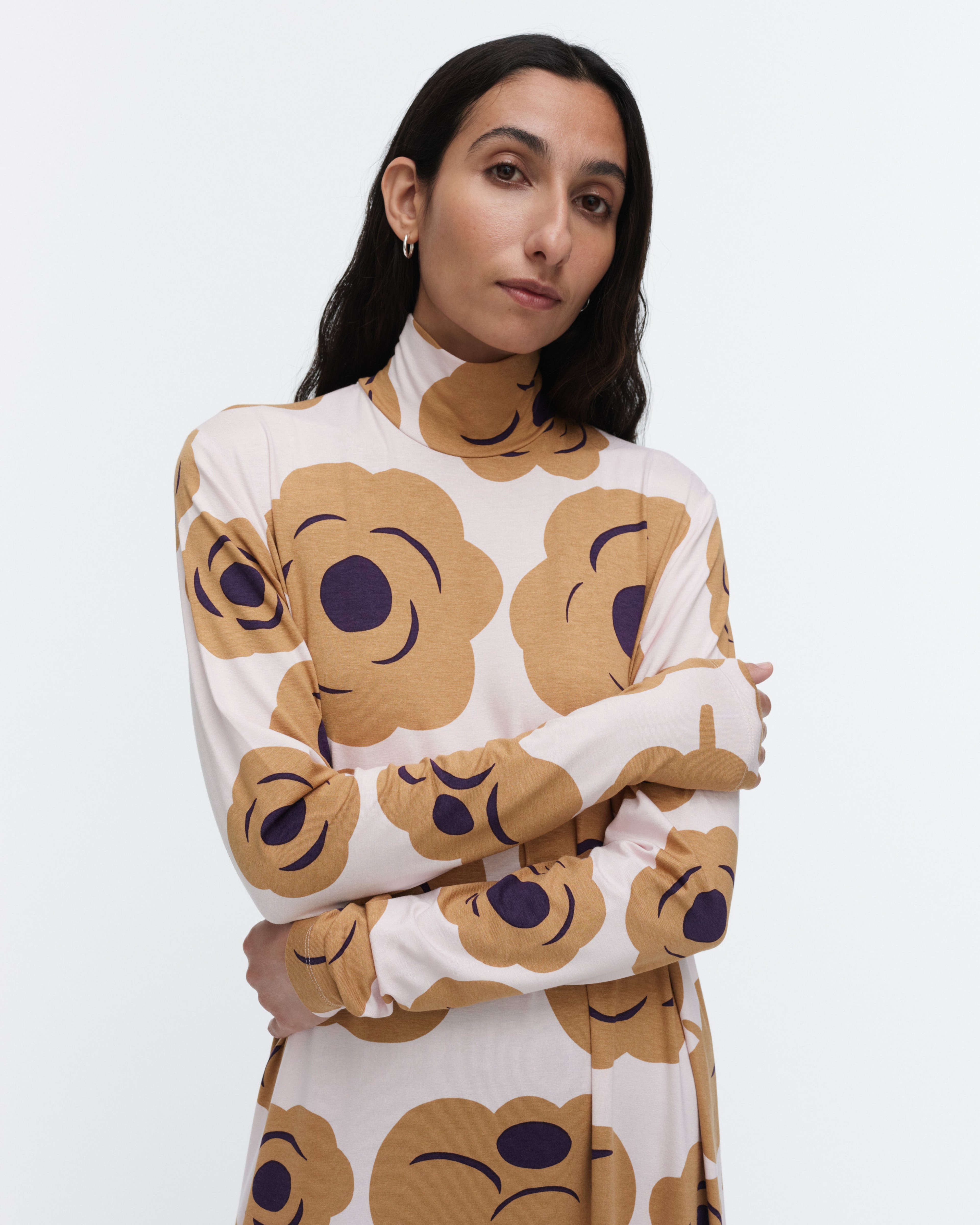 Cavea Tumma, Jersey dress, light pink, brown, dark purple,