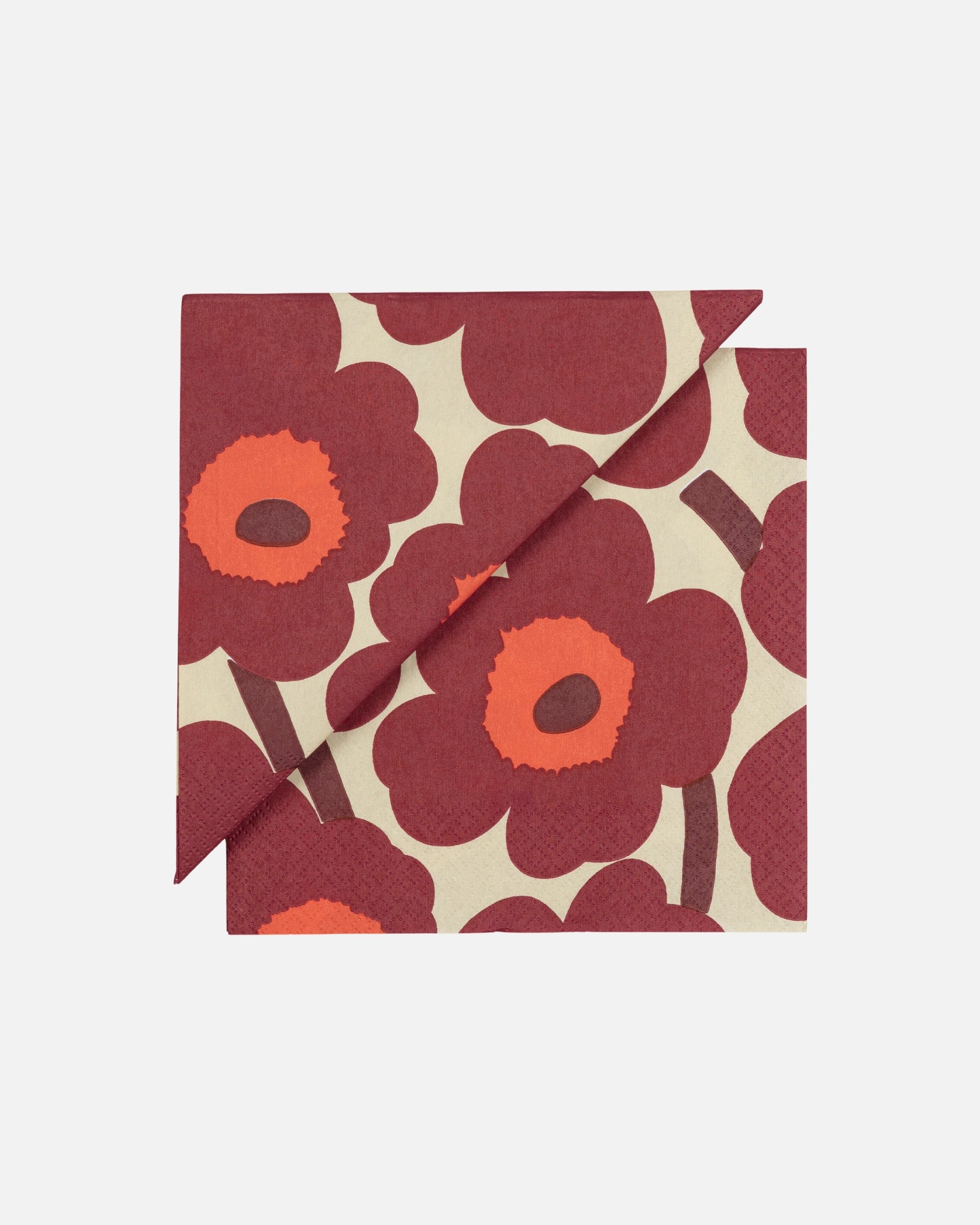 Unikko, Paper cocktail napkin, vanilla, burgundy, red,