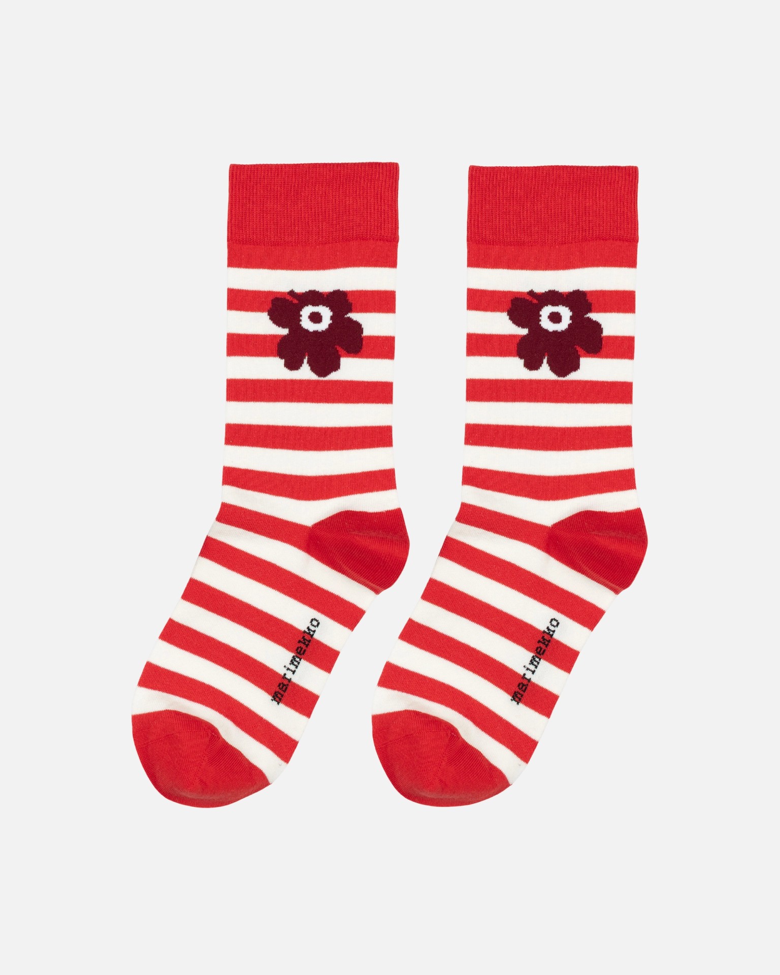 Kasvaa Tasaraita Unikko, Kioski socks, red, off white,