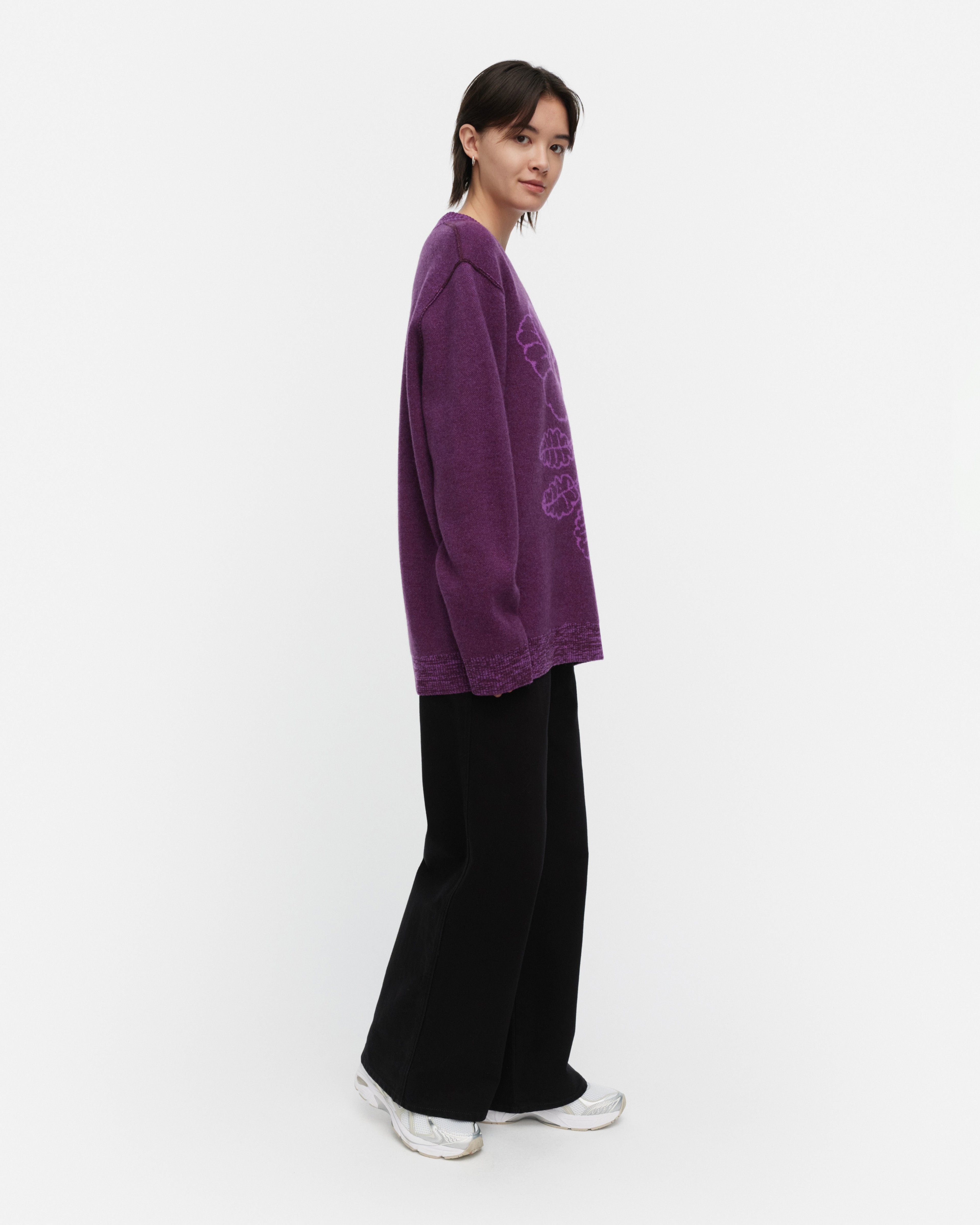 RWS Ruusut Vihkiruusu, Knitted wool pullover, dark purple, lilac,