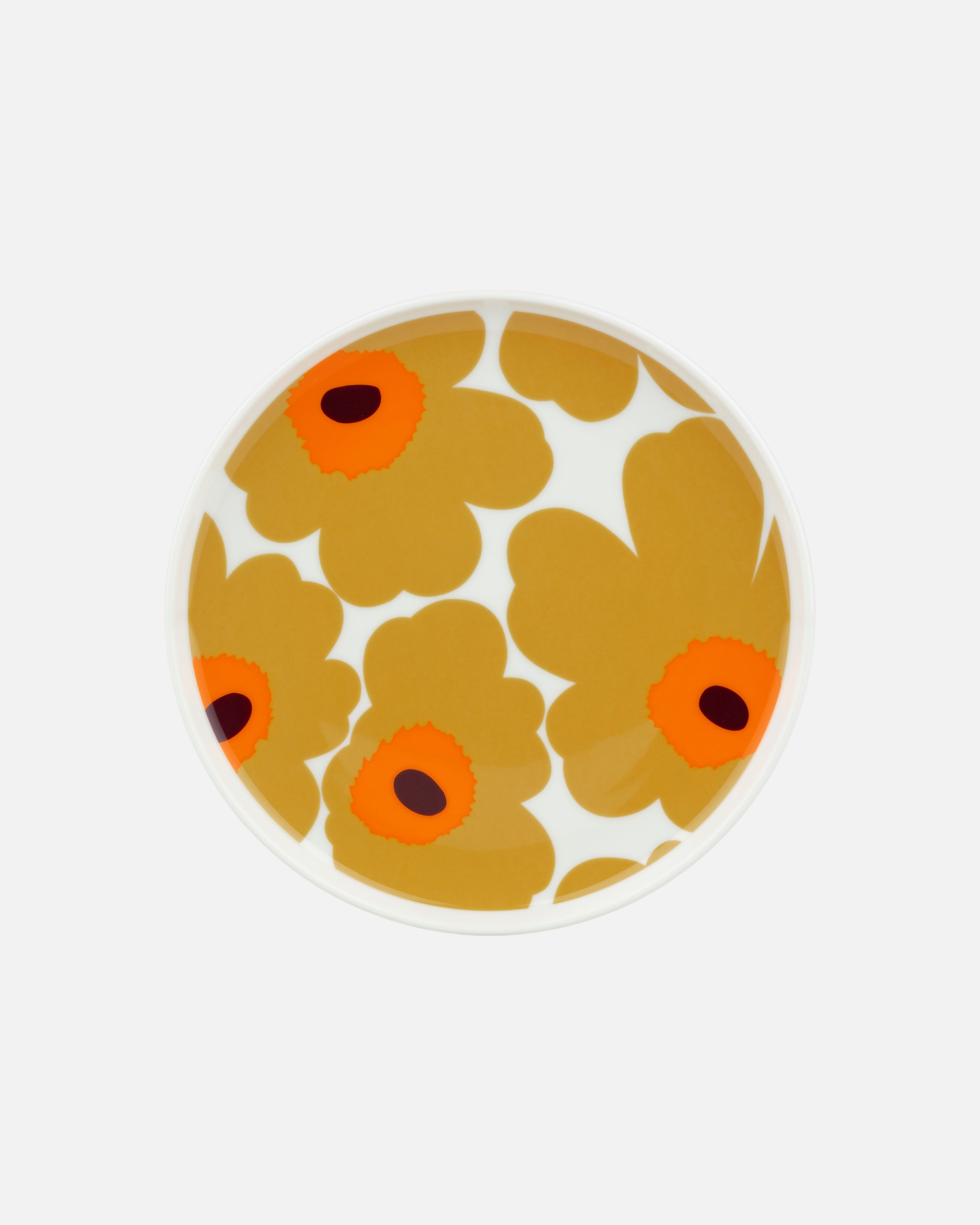 Oiva / Unikko, Plate 20 cm, white, caramell, warm or,