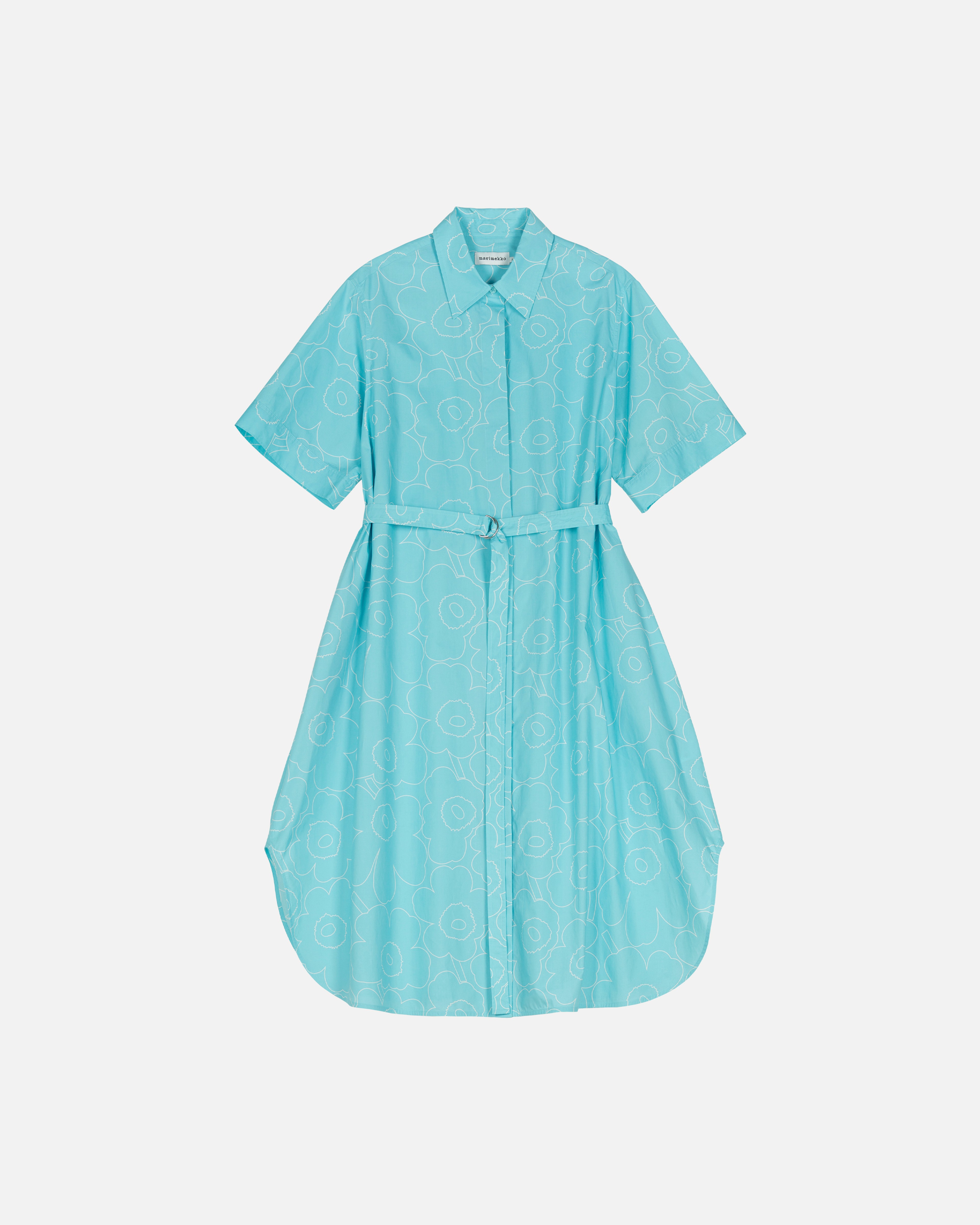 Popliini Piirto Unikko, Kleid, Blau, Cremeweiß,