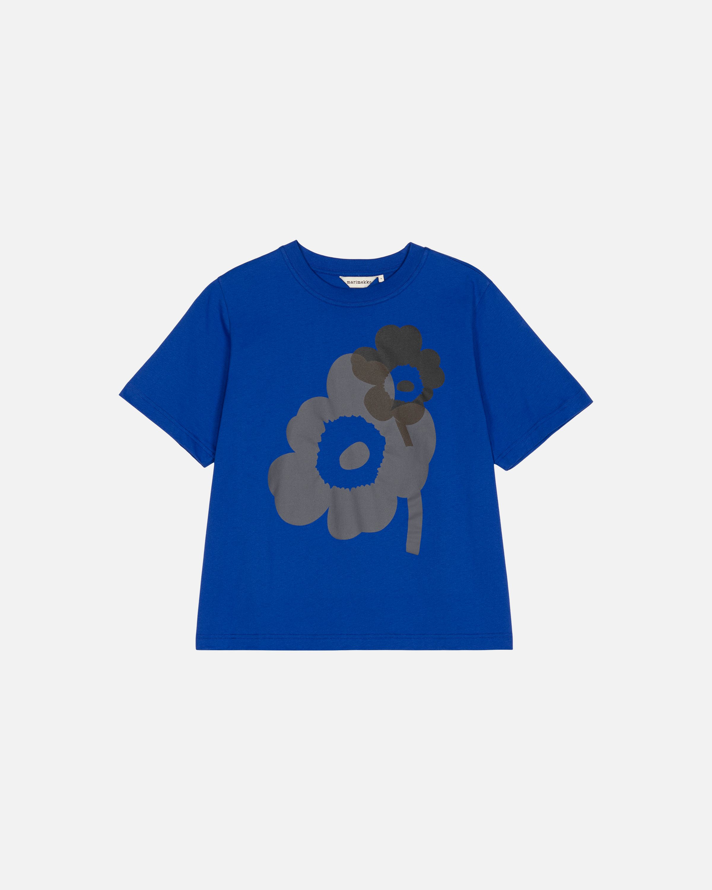 Else Unikko Placement Kioski t-shirt dark blue, grey, dark brown