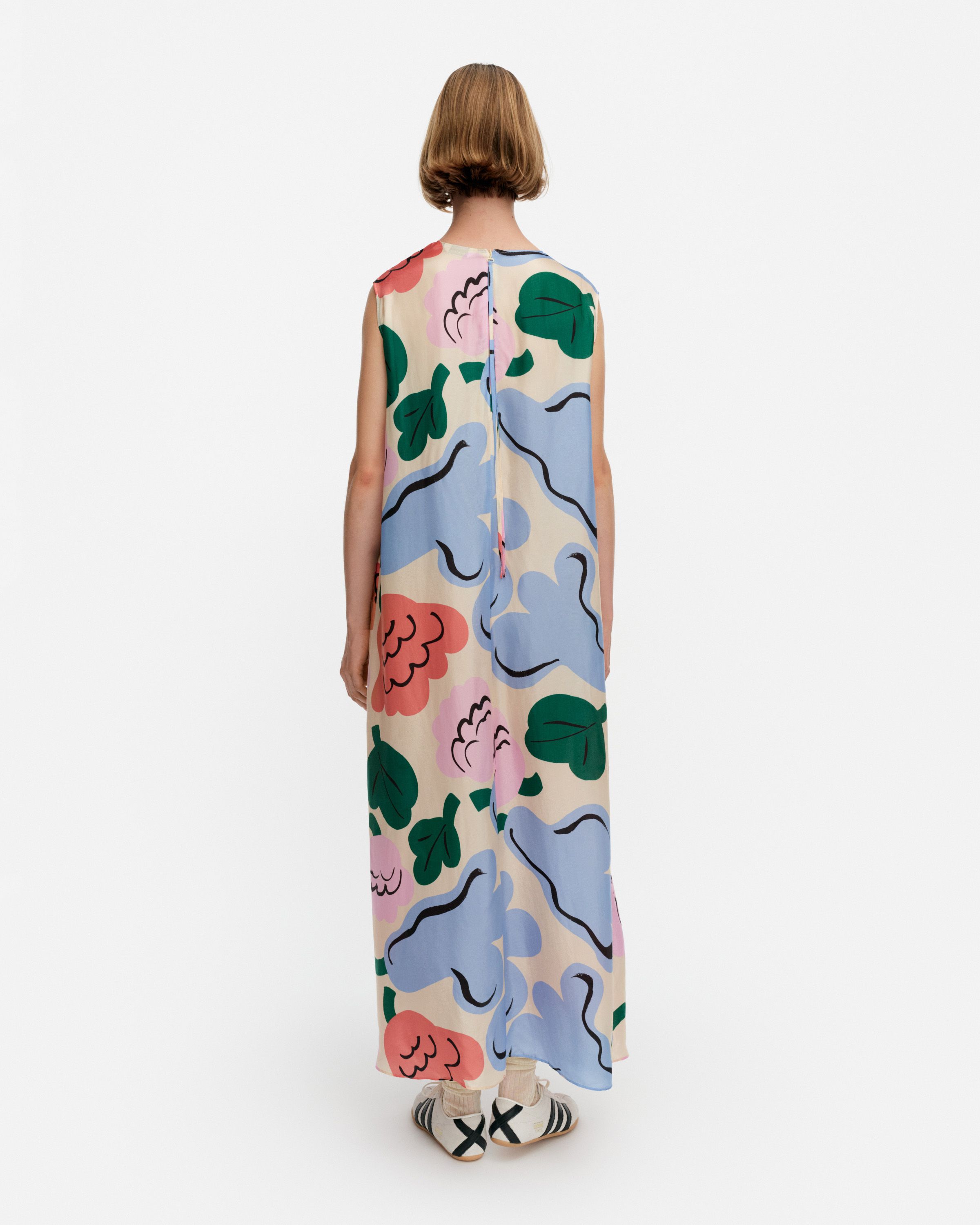 Migot Kukasta Kukkaan Dress blue, orange, light pink | Marimekko