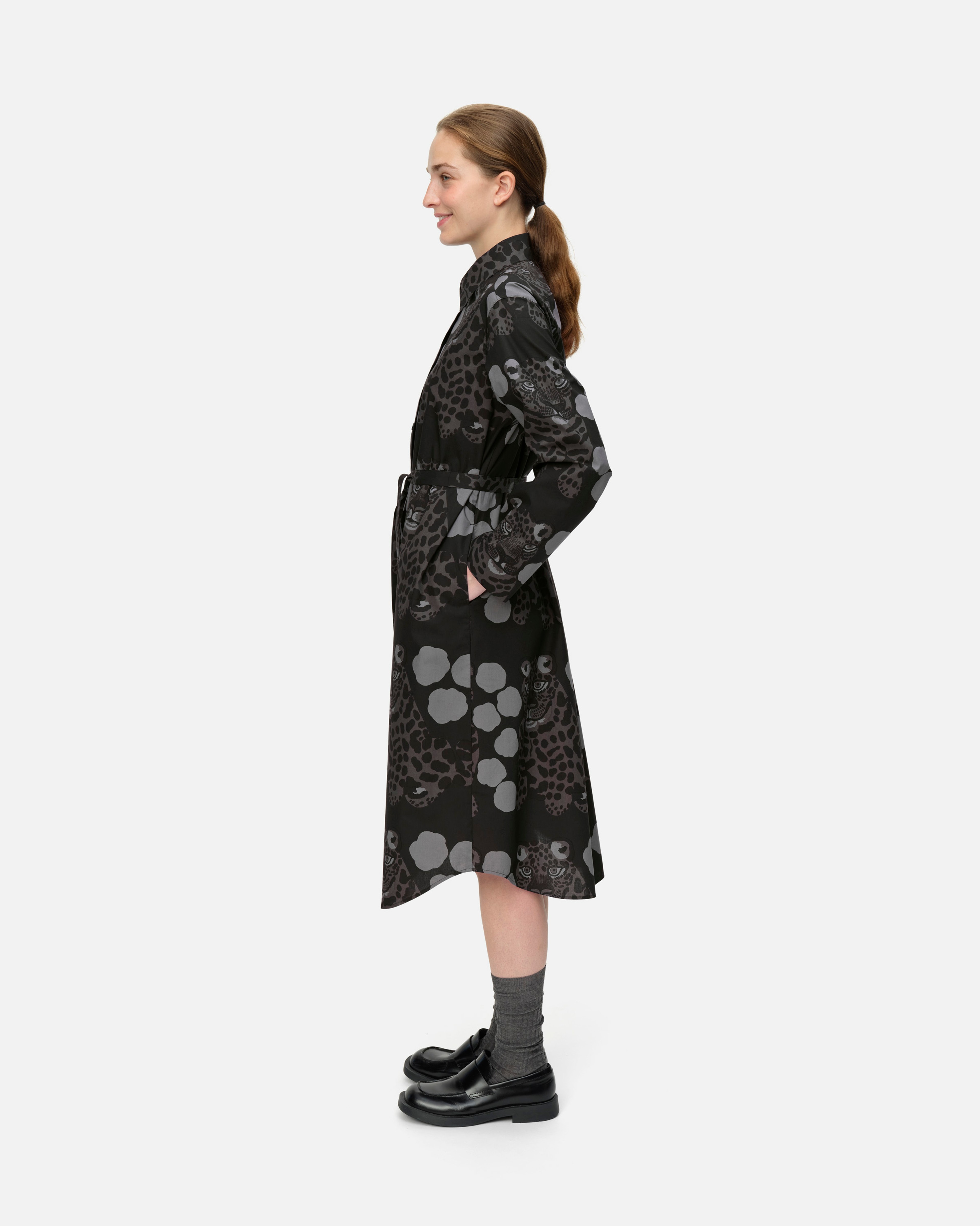 Viivain Kaksoset, Puuvillapopliinimekko, Musta, harmaa, harmaa,