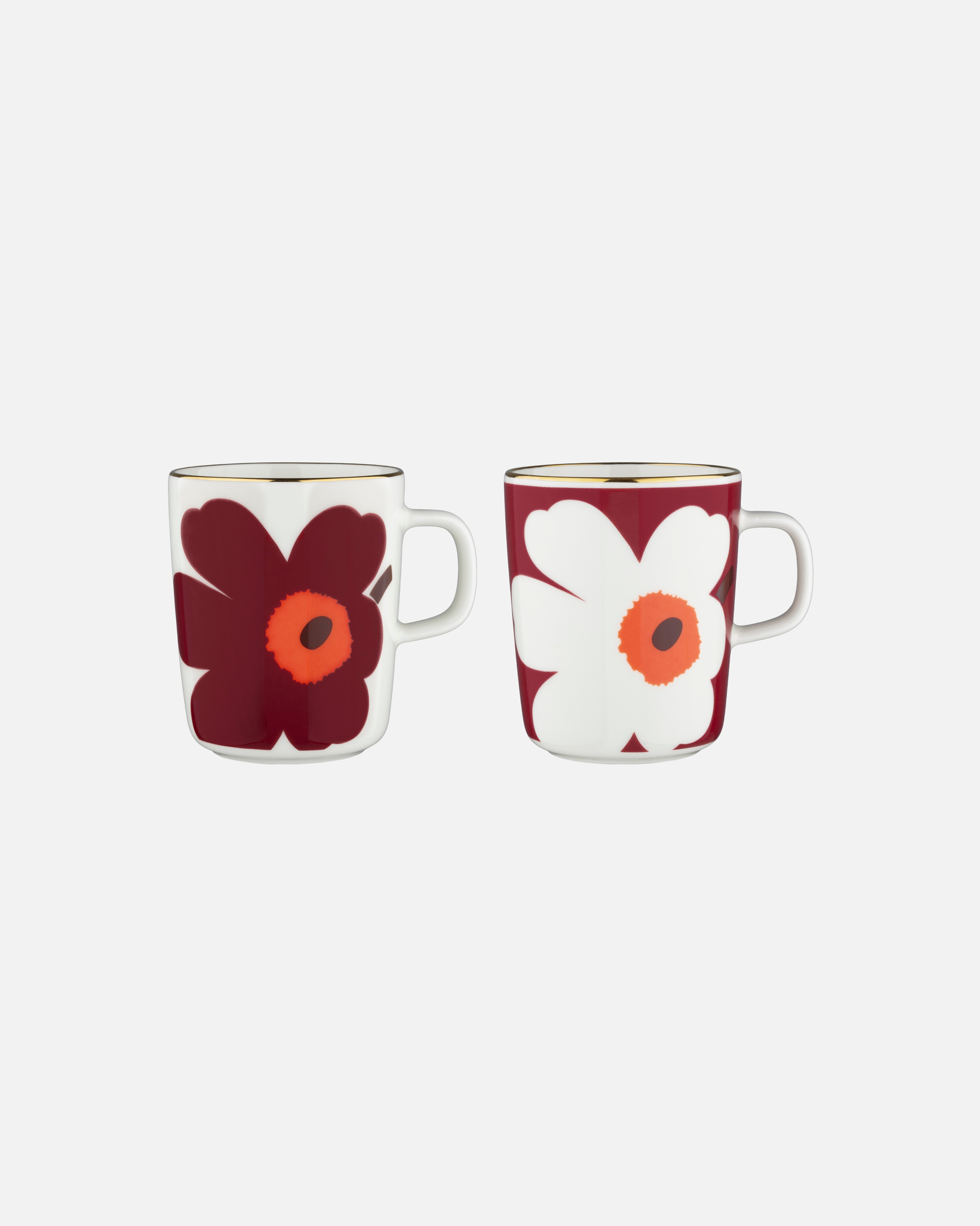 Oiva / Juhla Unikko, Mug 2,5 dl / 2 pcs, white, burgundy, gold,