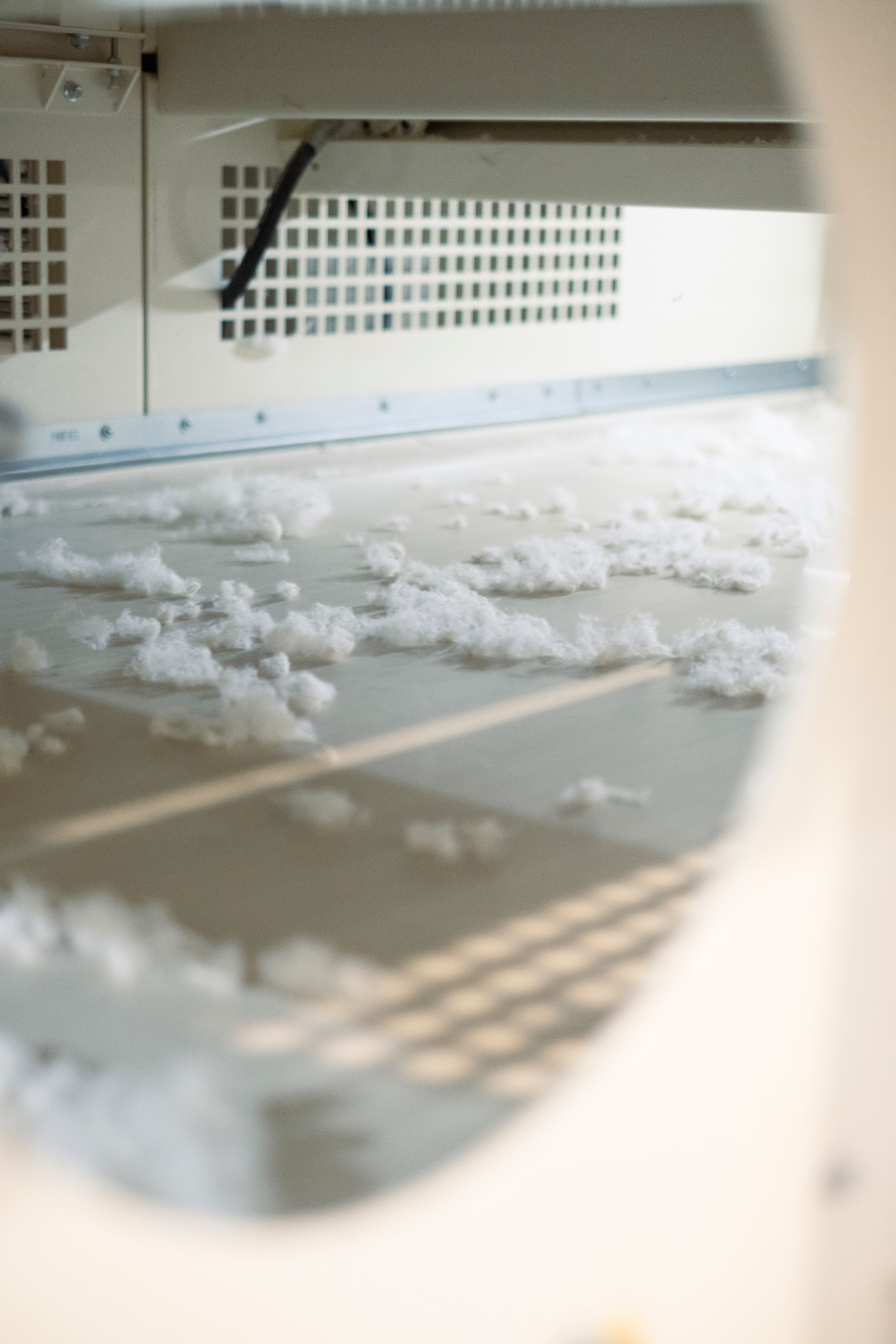 Textile fibres in a production machine.