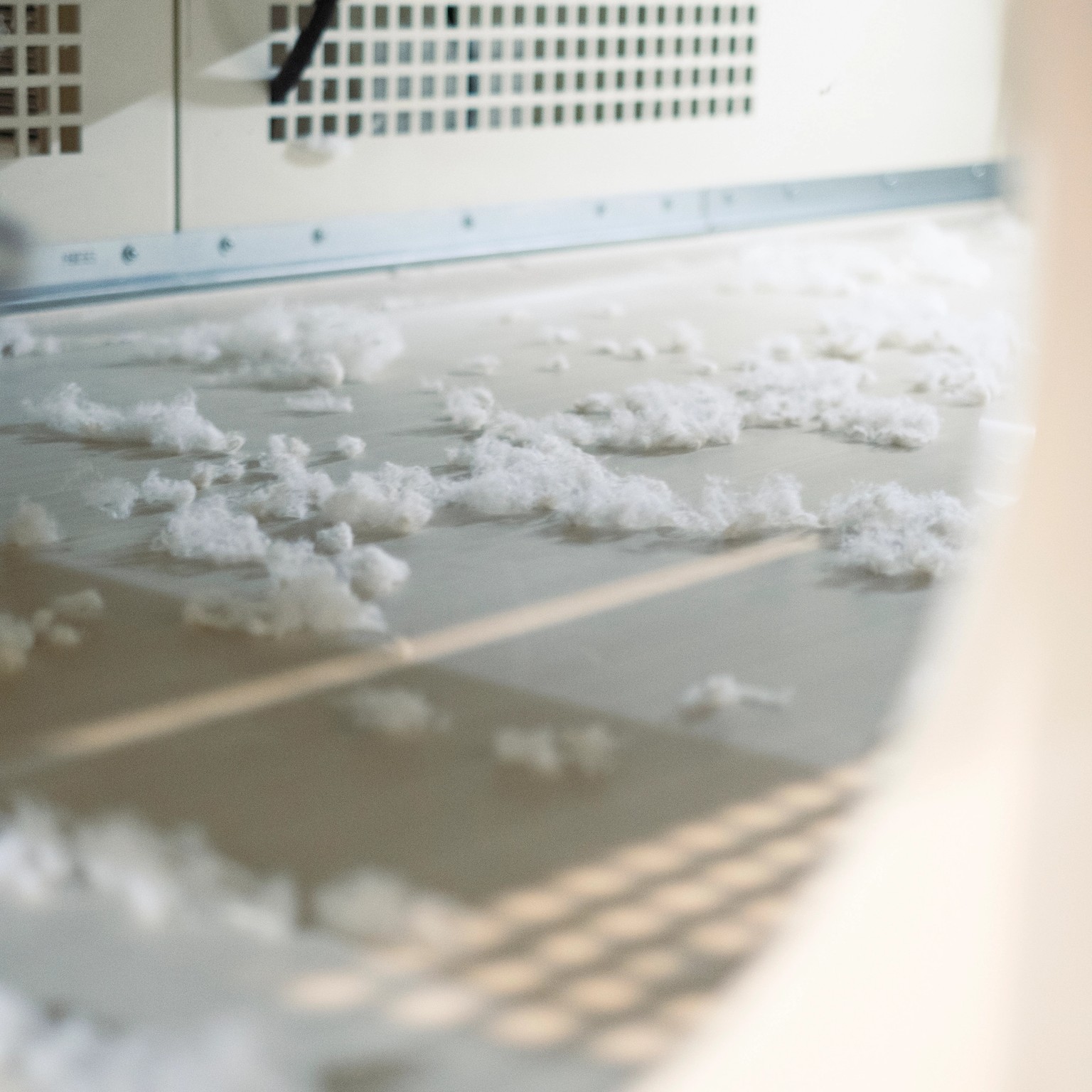 Textile fibres in a production machine.