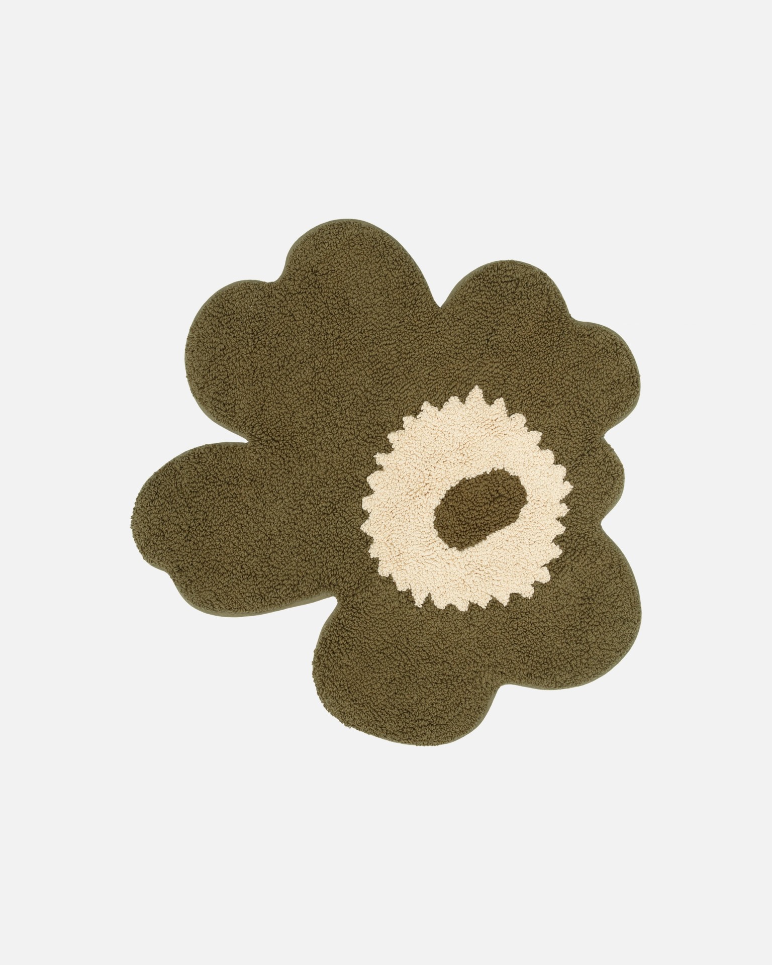 Unikko, Bath mat, green umber, cream,