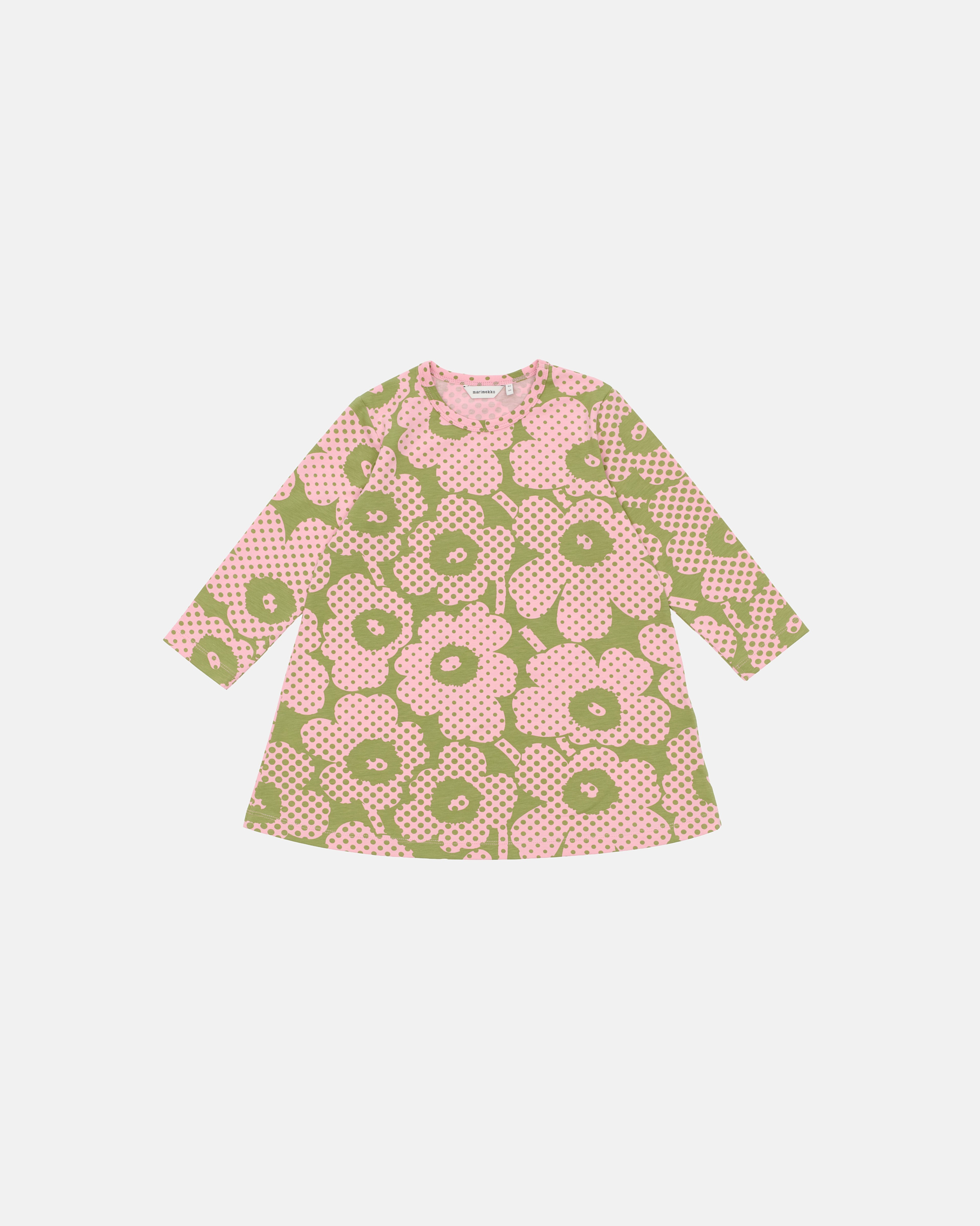 Retkeily Unikko Ii, Lasten mekko 92/98-104/110, vihreä, vaaleanpunainen,