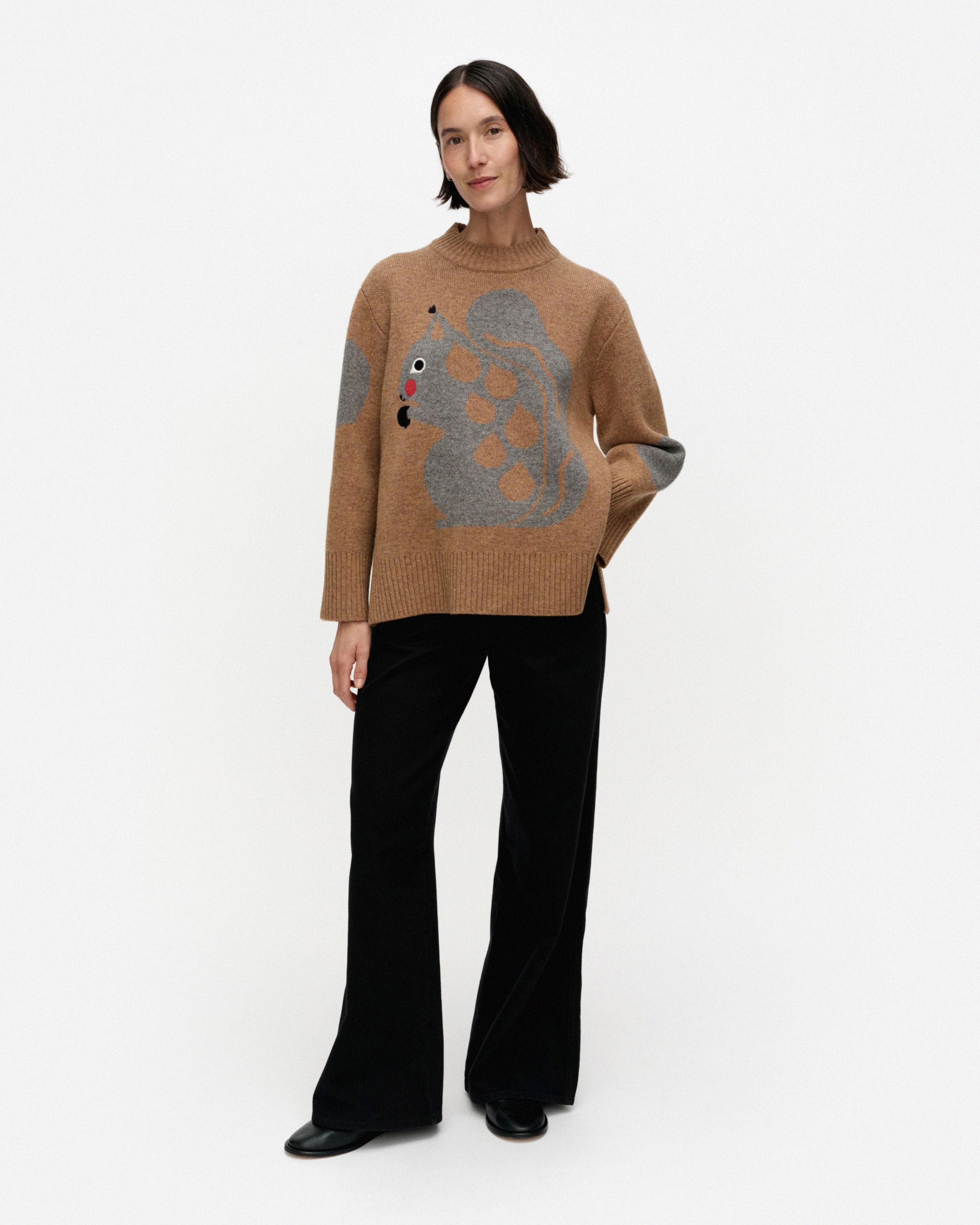 Rws Kuvioitu Kurre Kioski knitted pullover brown, grey | Marimekko