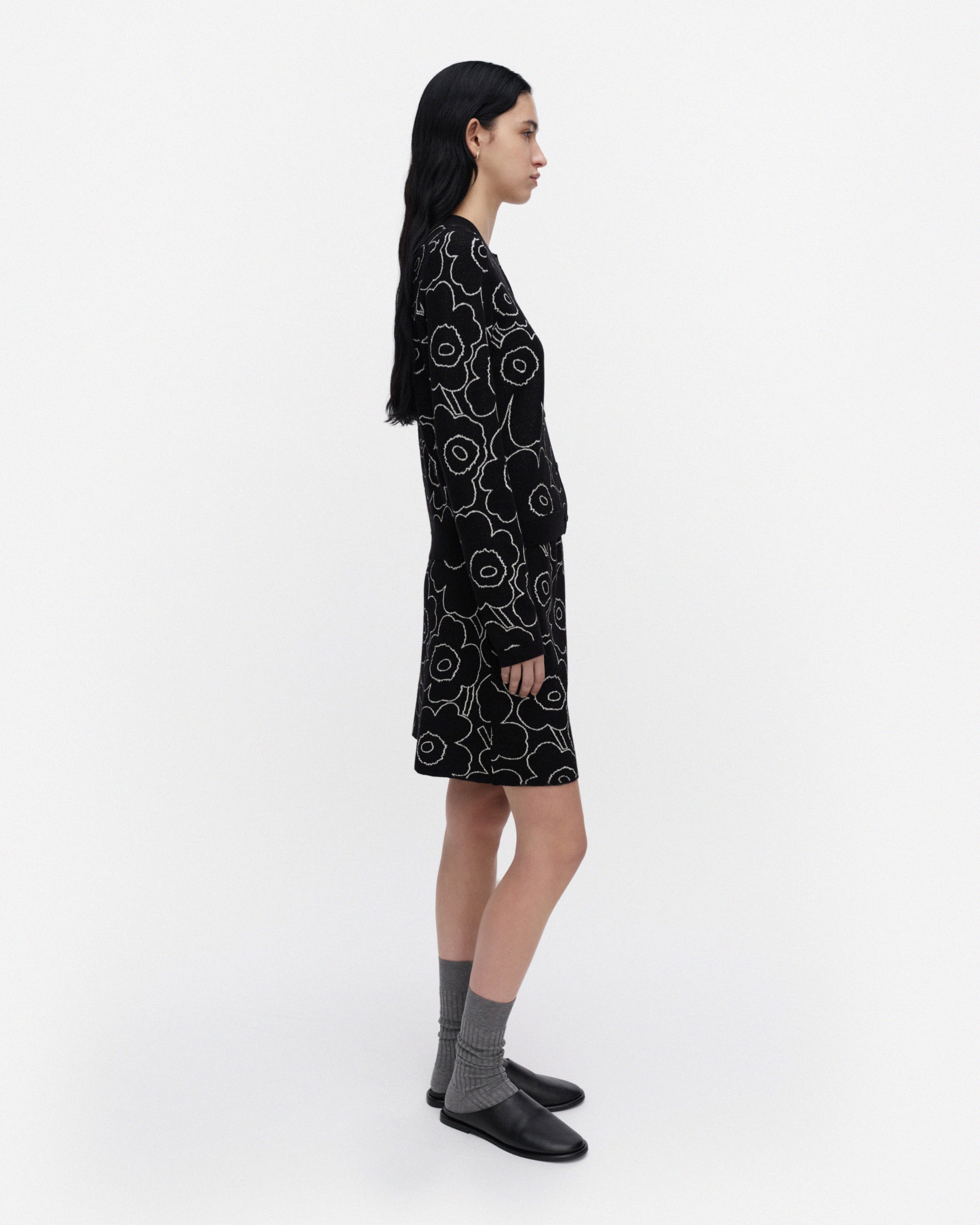 Villi Piirto Unikko, Knitted cardigan, black, off white,