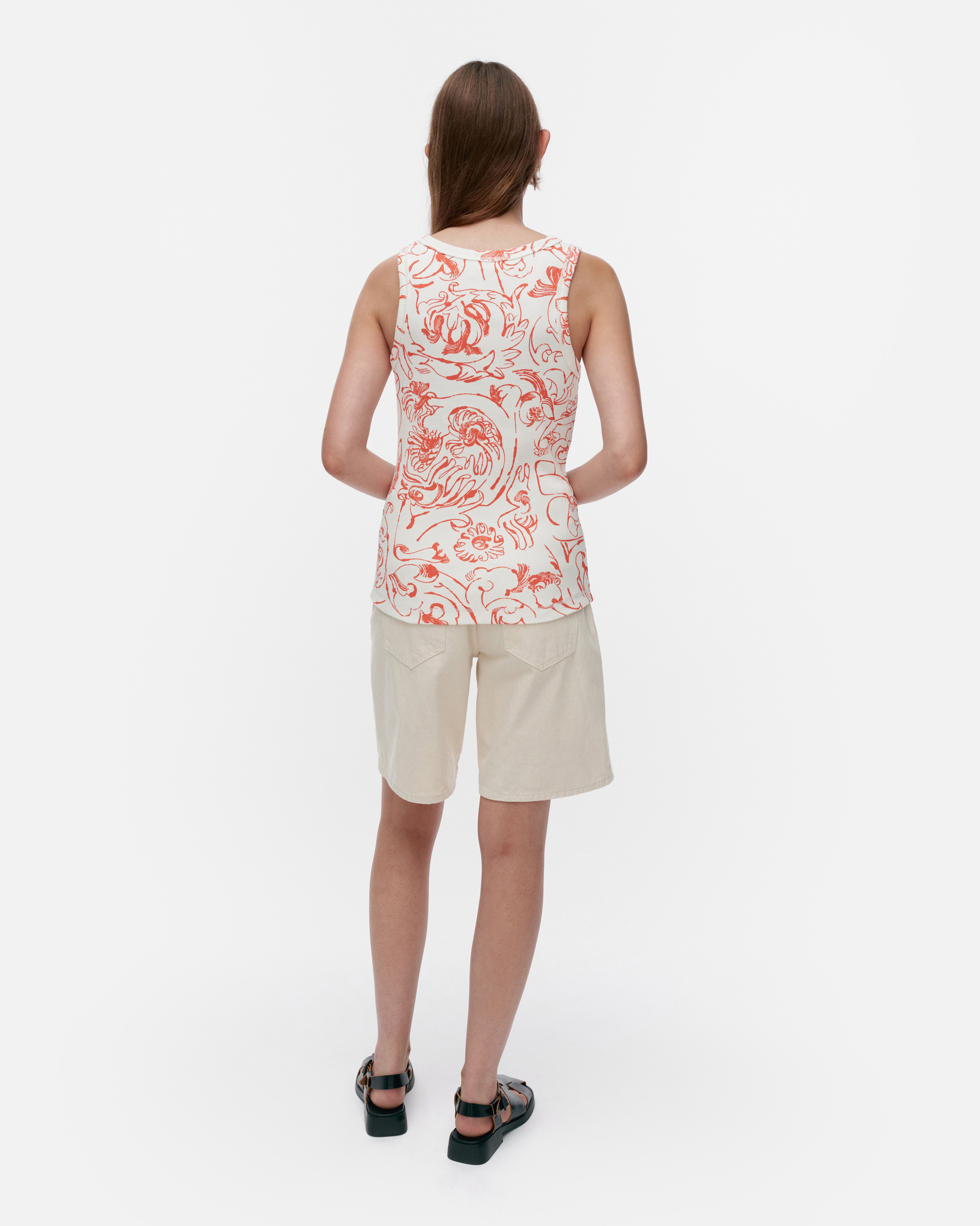 Piirros Cactis, Jersey top, white, red,