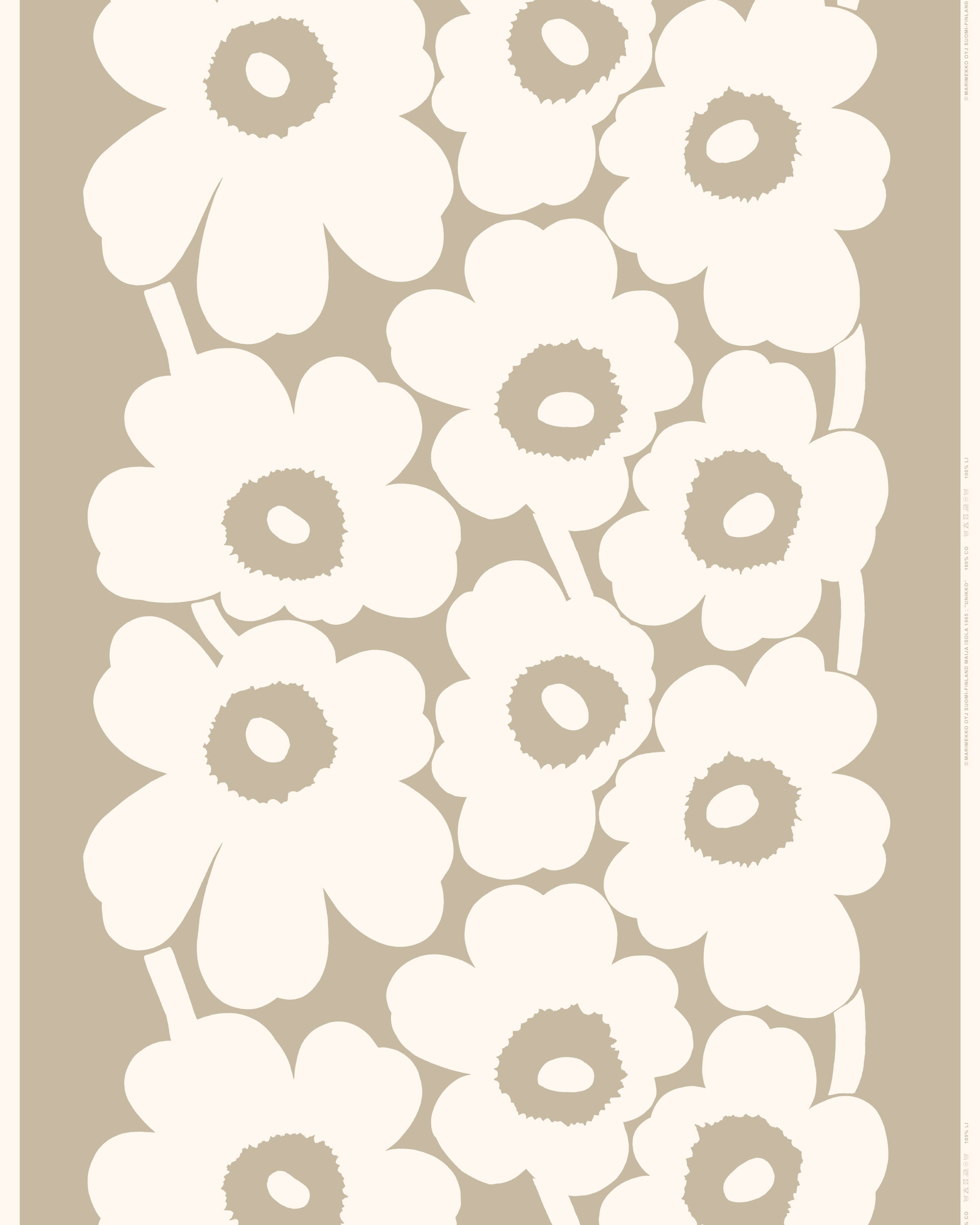 Unikko, Linen fabric, l.grey, natural white,