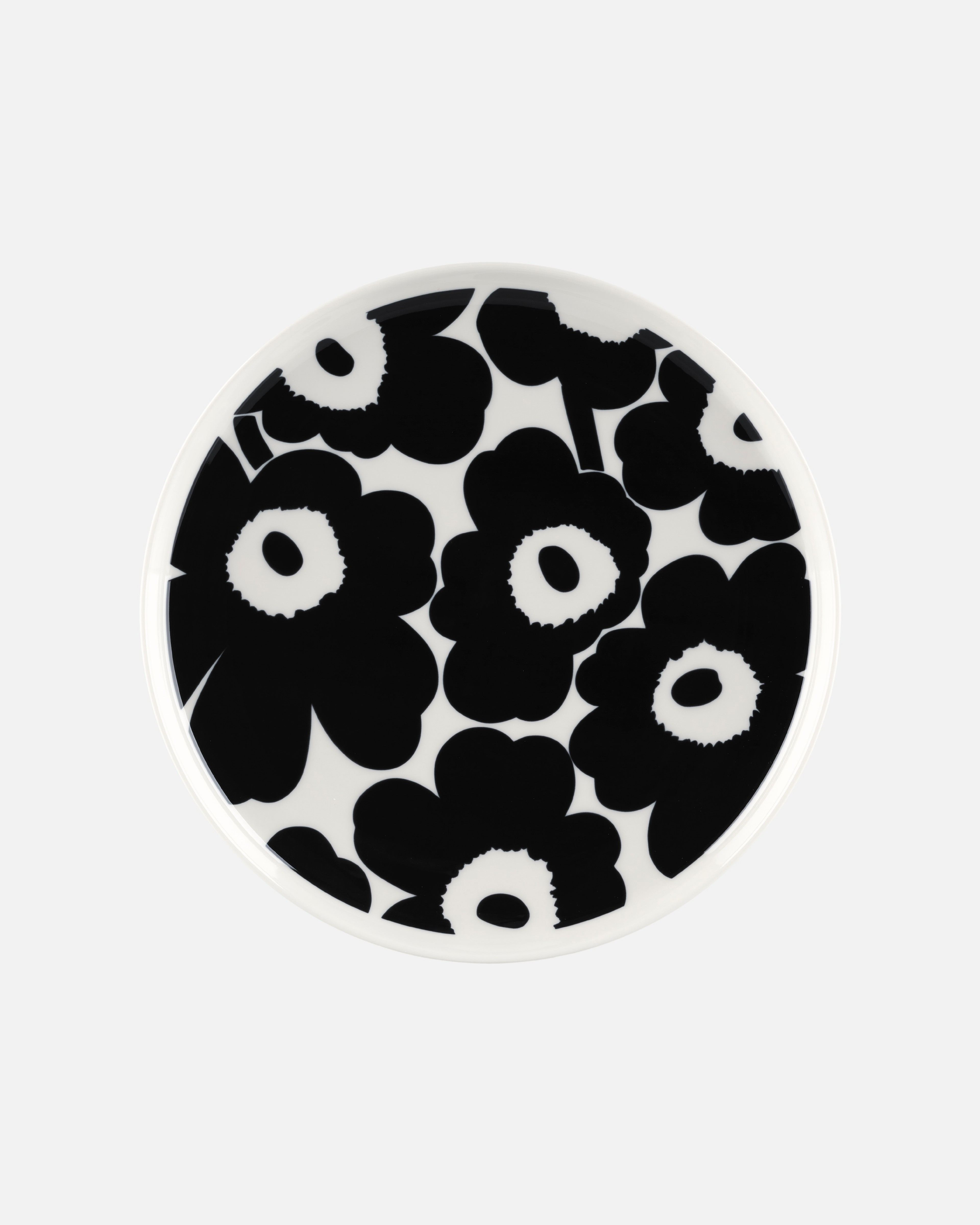 Oiva / Unikko, Plate 25 cm, white,black,