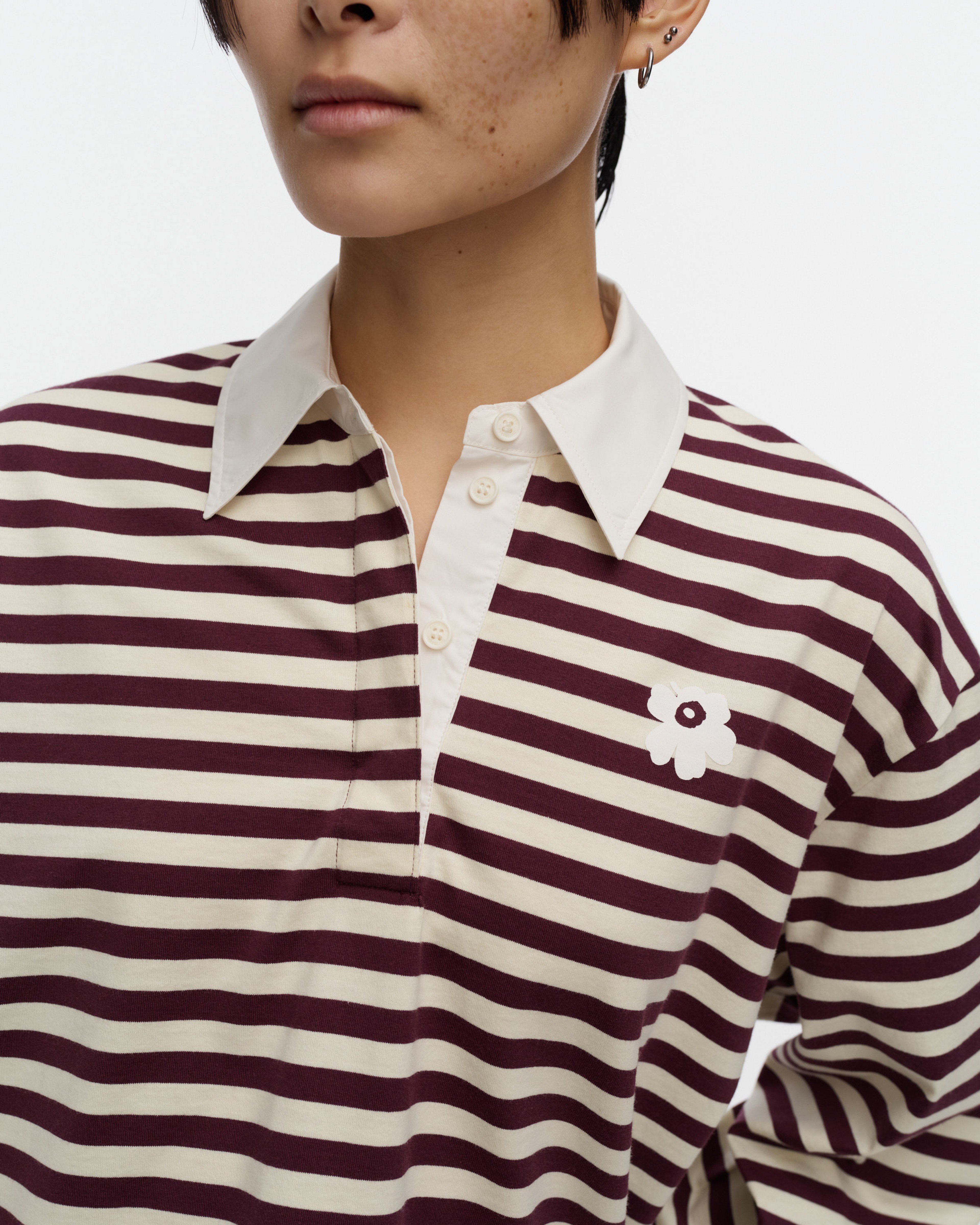 Kipinä Tasaraita Unikko, Kioski jersey shirt, wine red, light yellow,