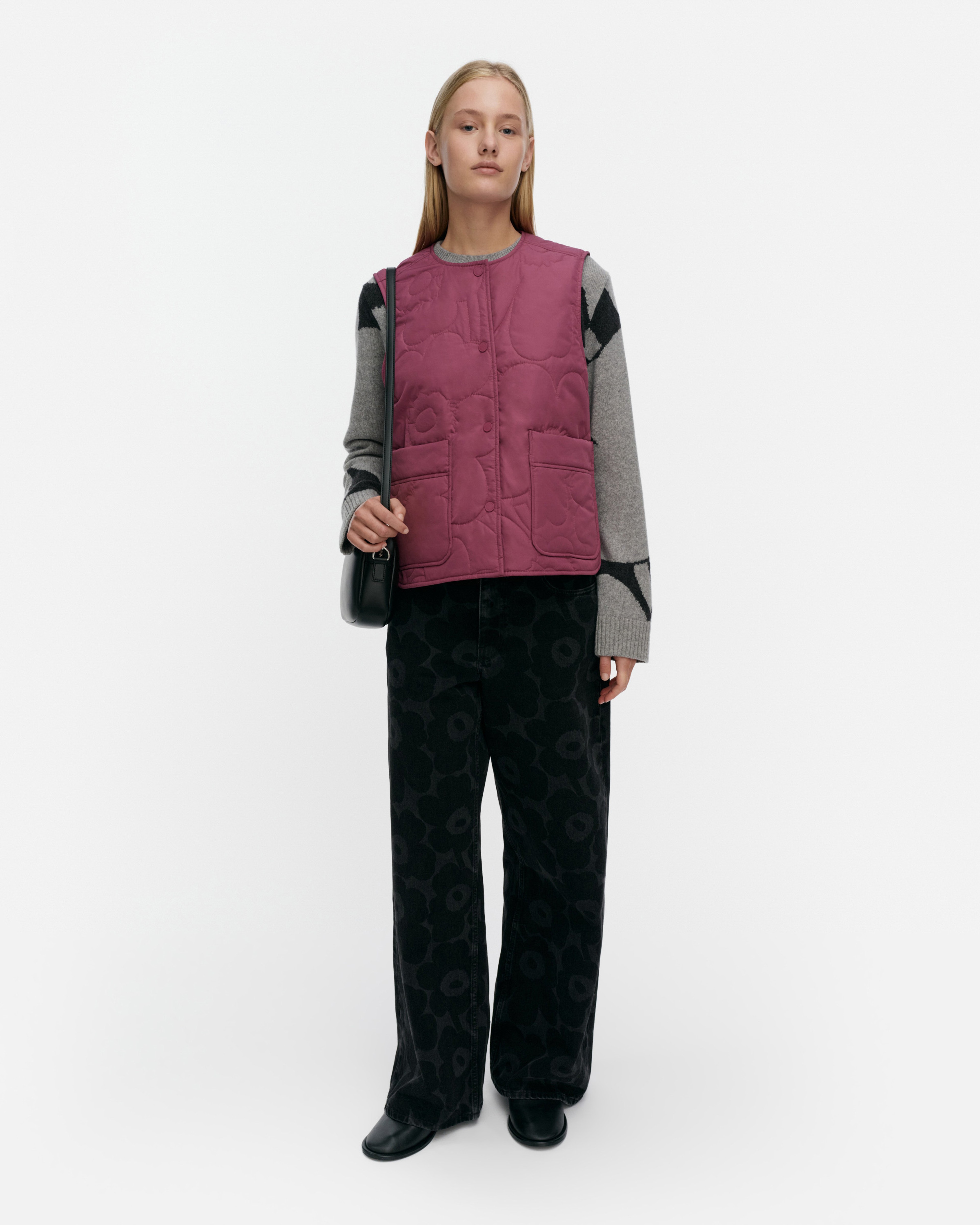 Kaiverrus Piirto Unikko, Lightweight padded vest, dark rose, dark rose,