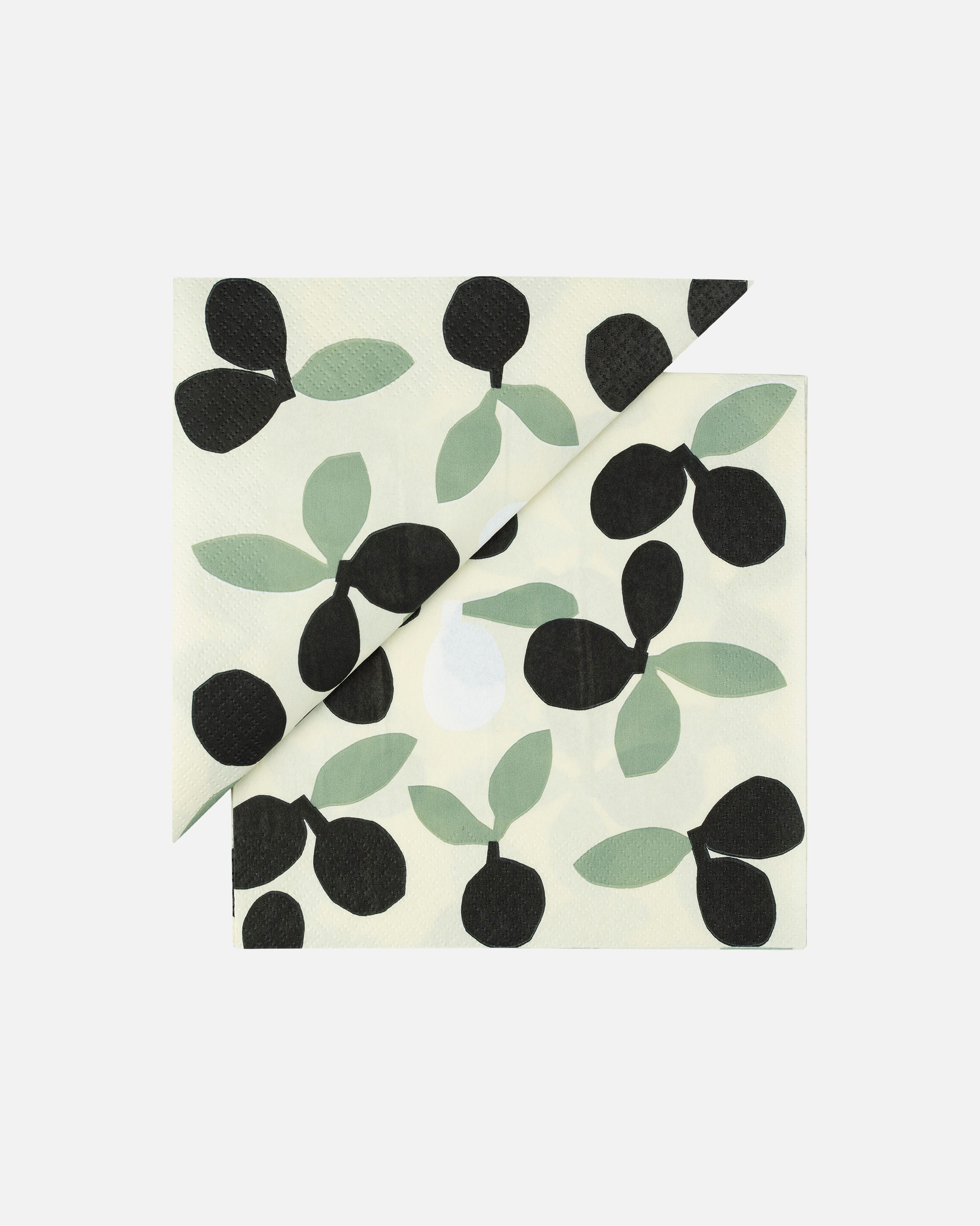 Omppo, Paper lunch napkin, off white,charcoal,pear,white,