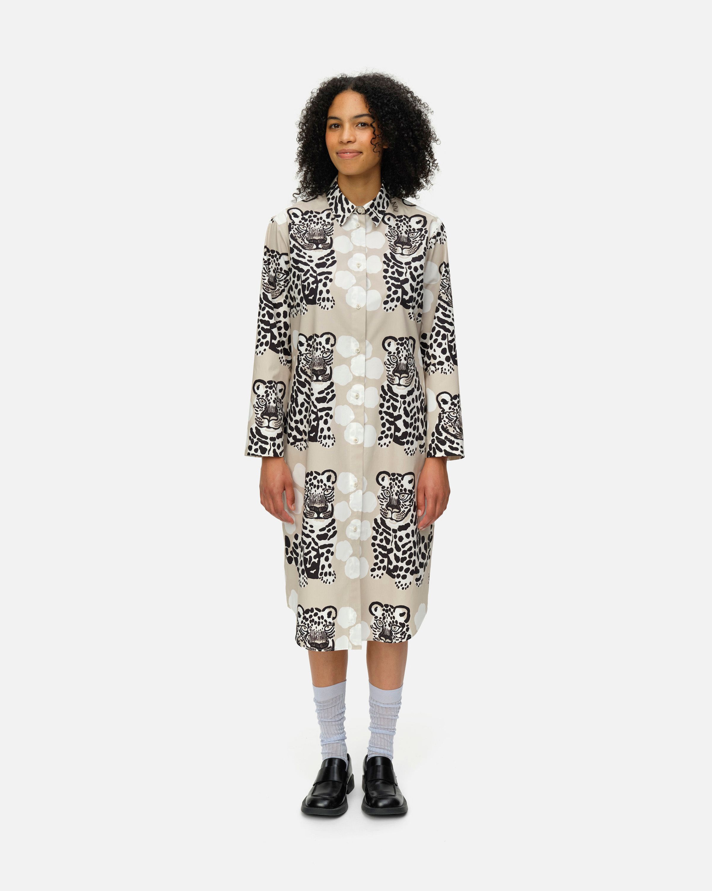 Viivain kaksoset Cotton dress white, black, grey | Marimekko