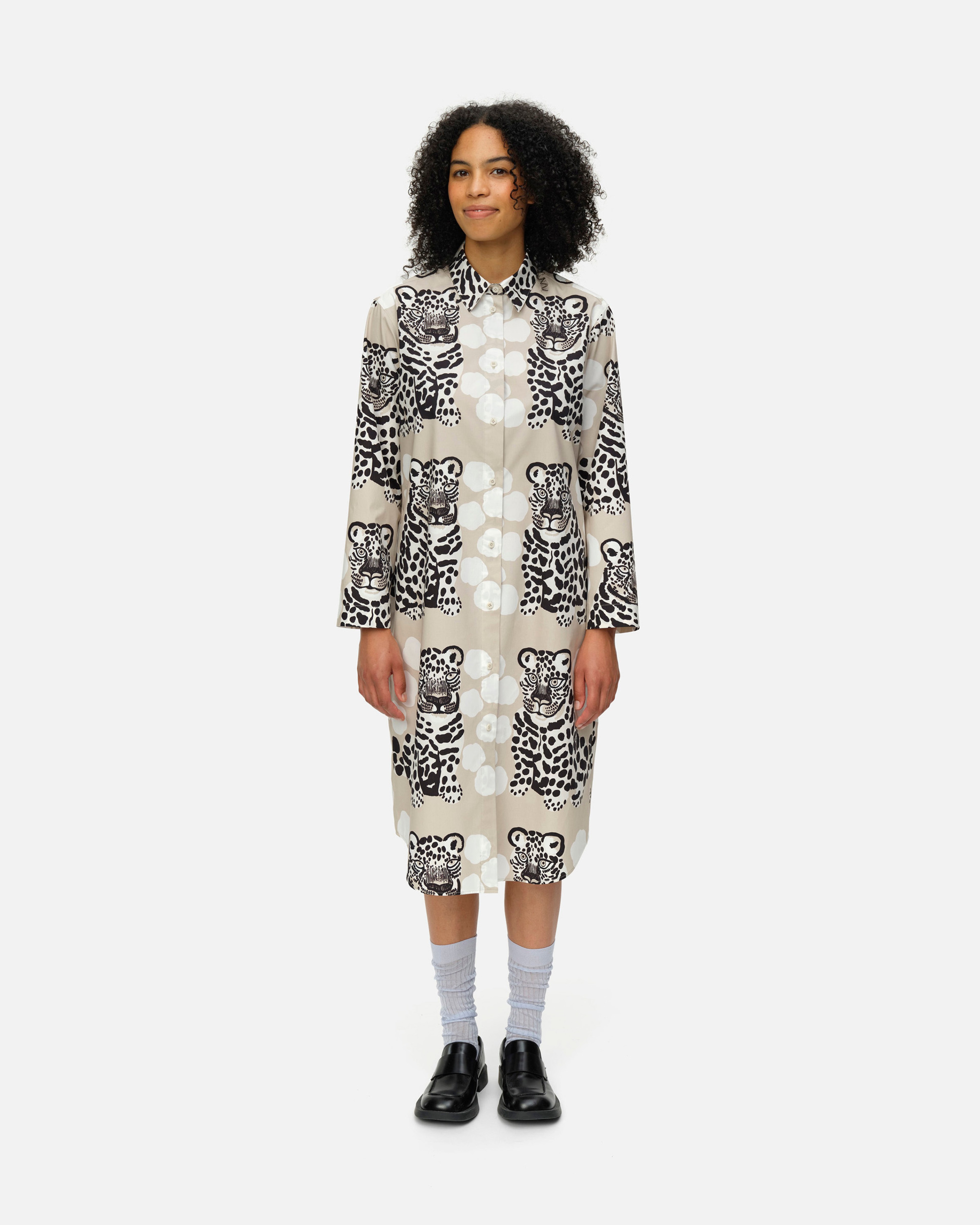 Viivain kaksoset, Cotton dress, white, black, grey,