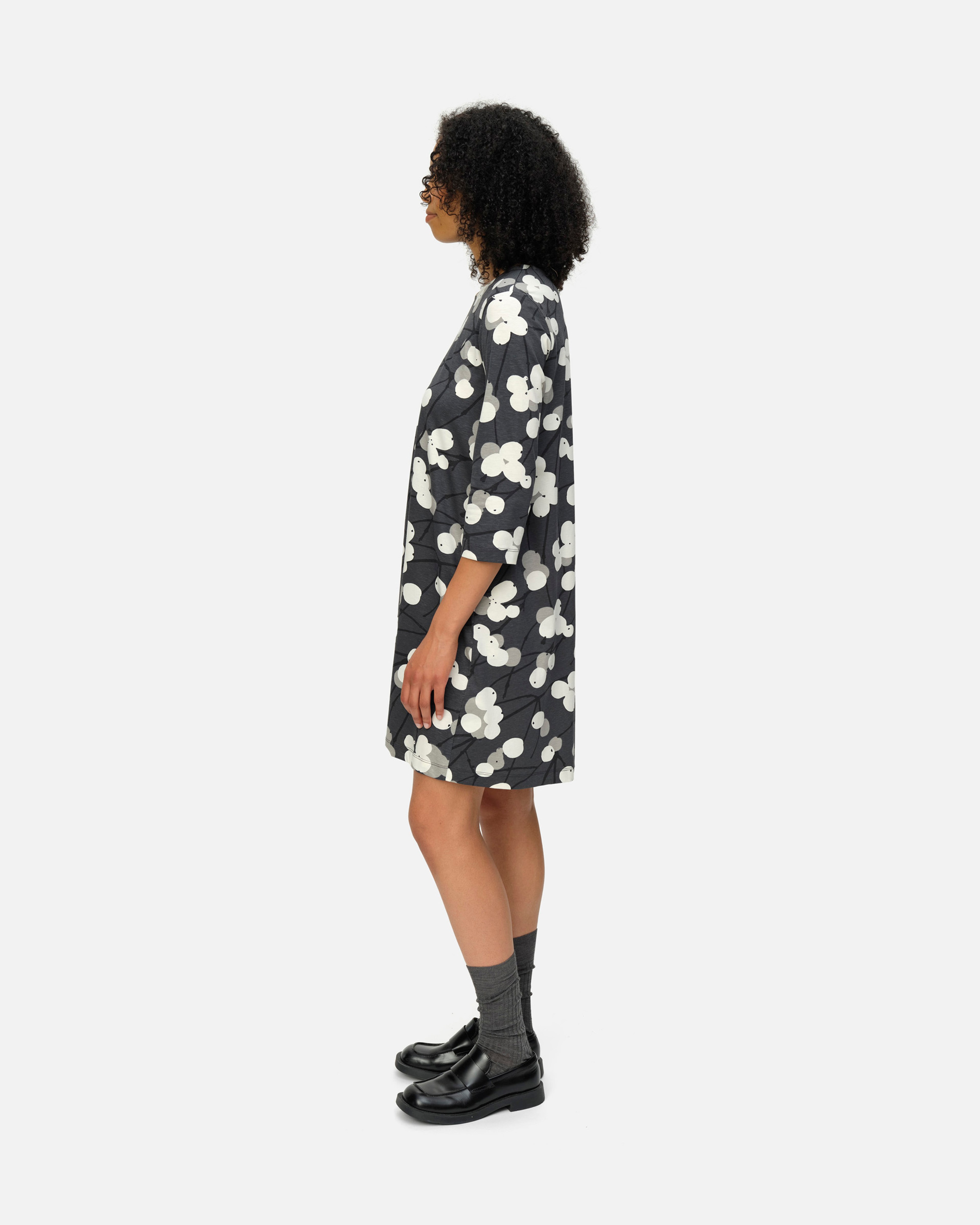 Moodi Lumimarja, Jersey dress, dark grey, grey, off white,