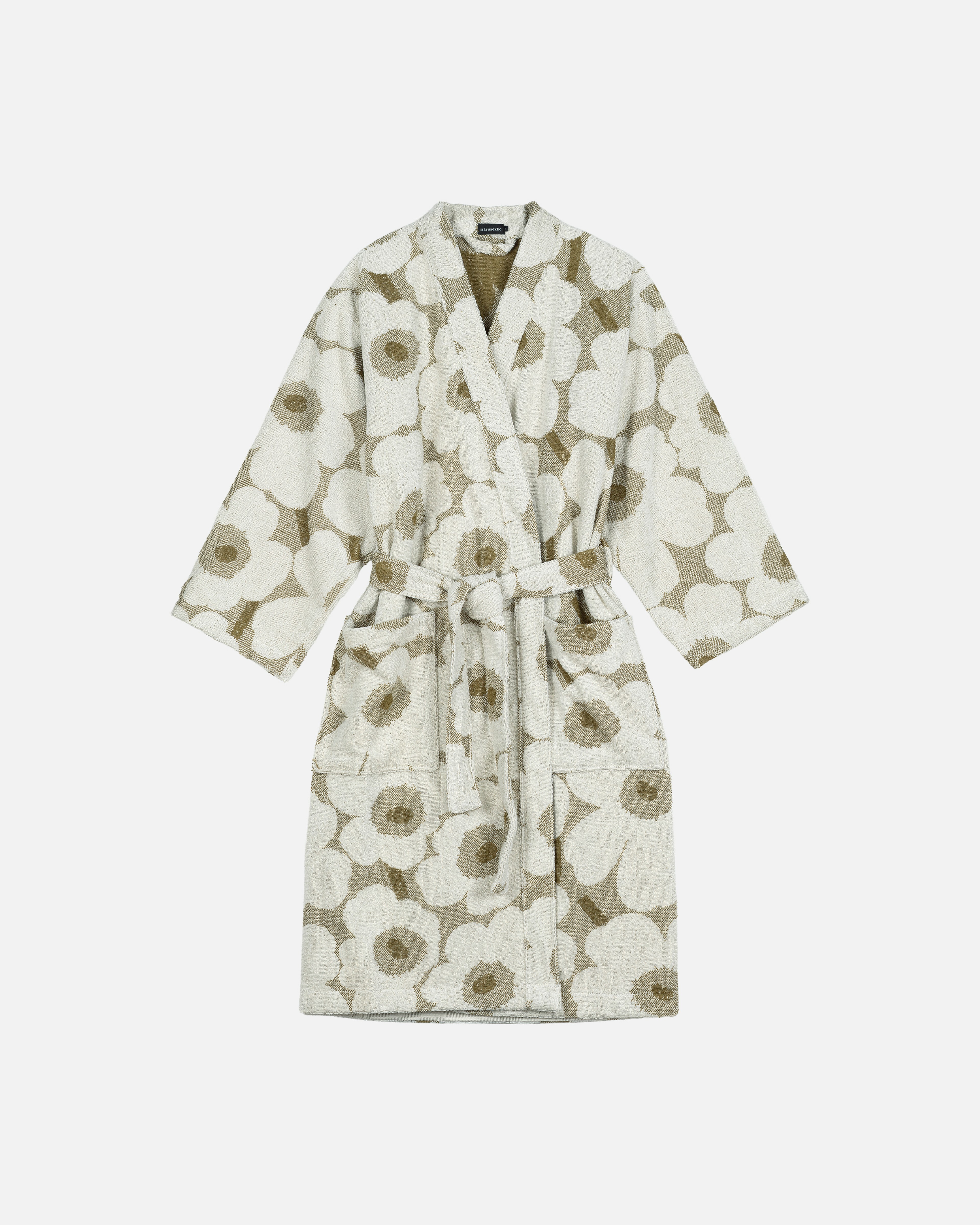 Unikko, Bathrobe, green umber, cream,