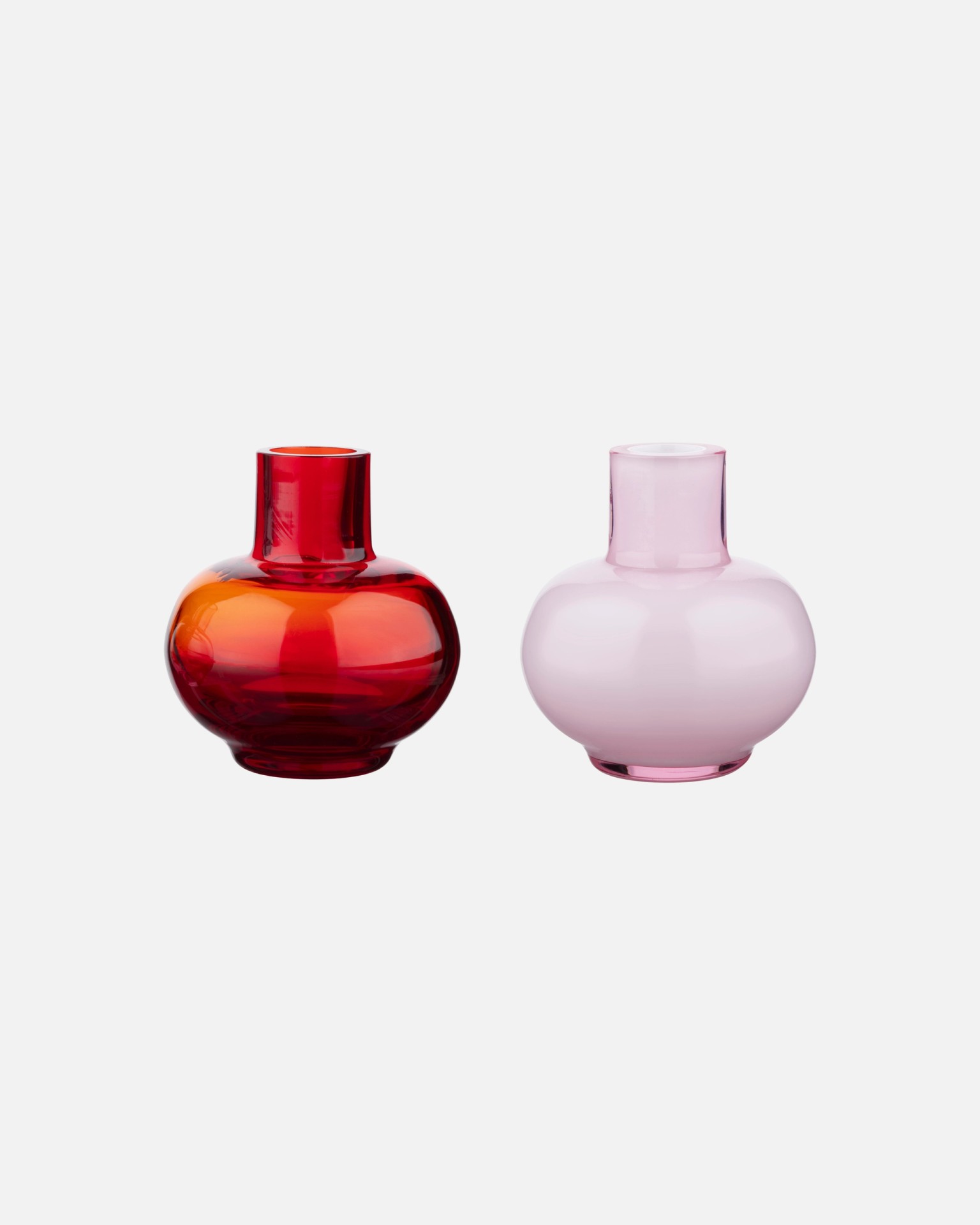 Mini, Vase set 2 pcs, ruby red, pink,