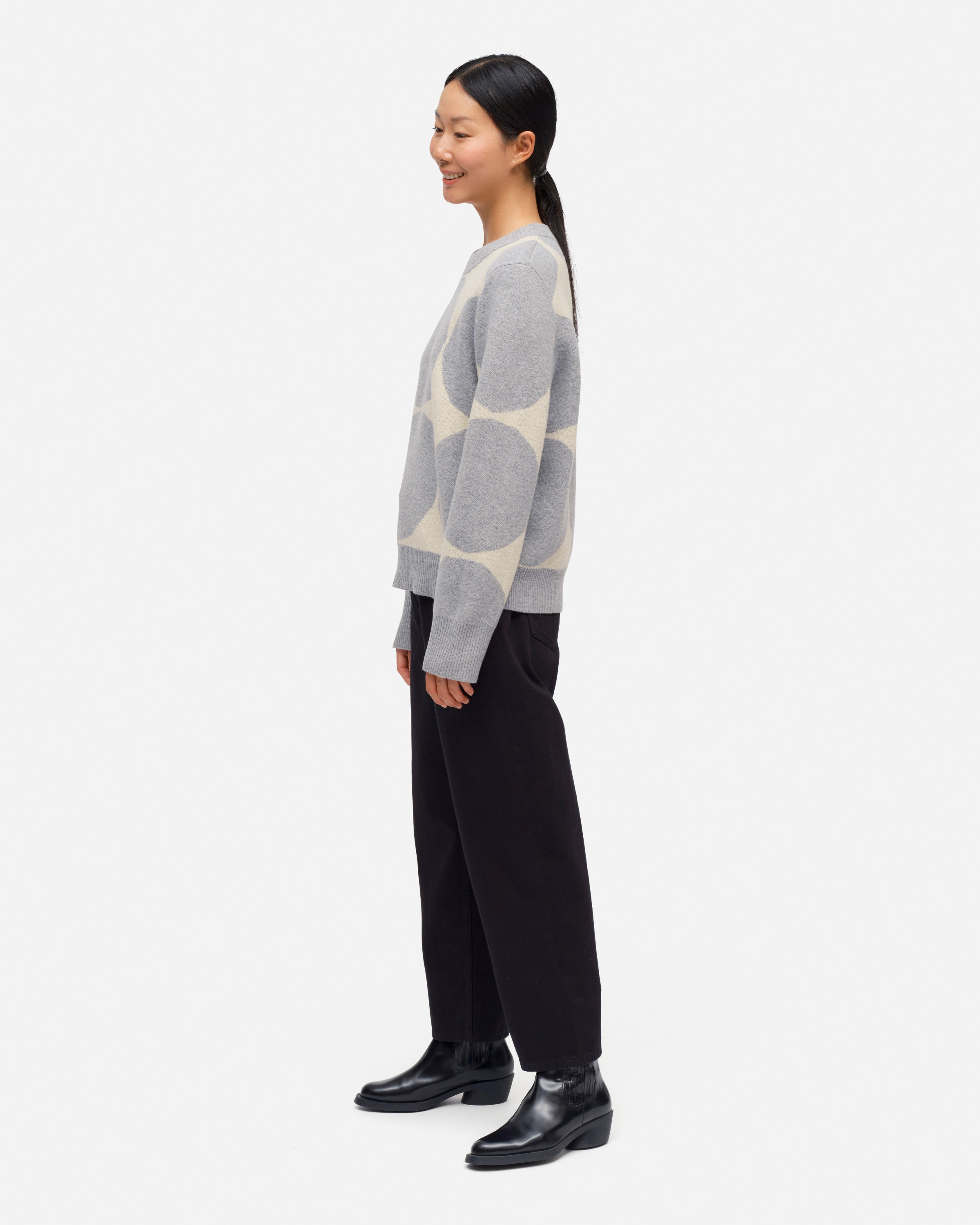  Lämpö Kivet, Strickpullover, Grau meliert, Beige meliert,