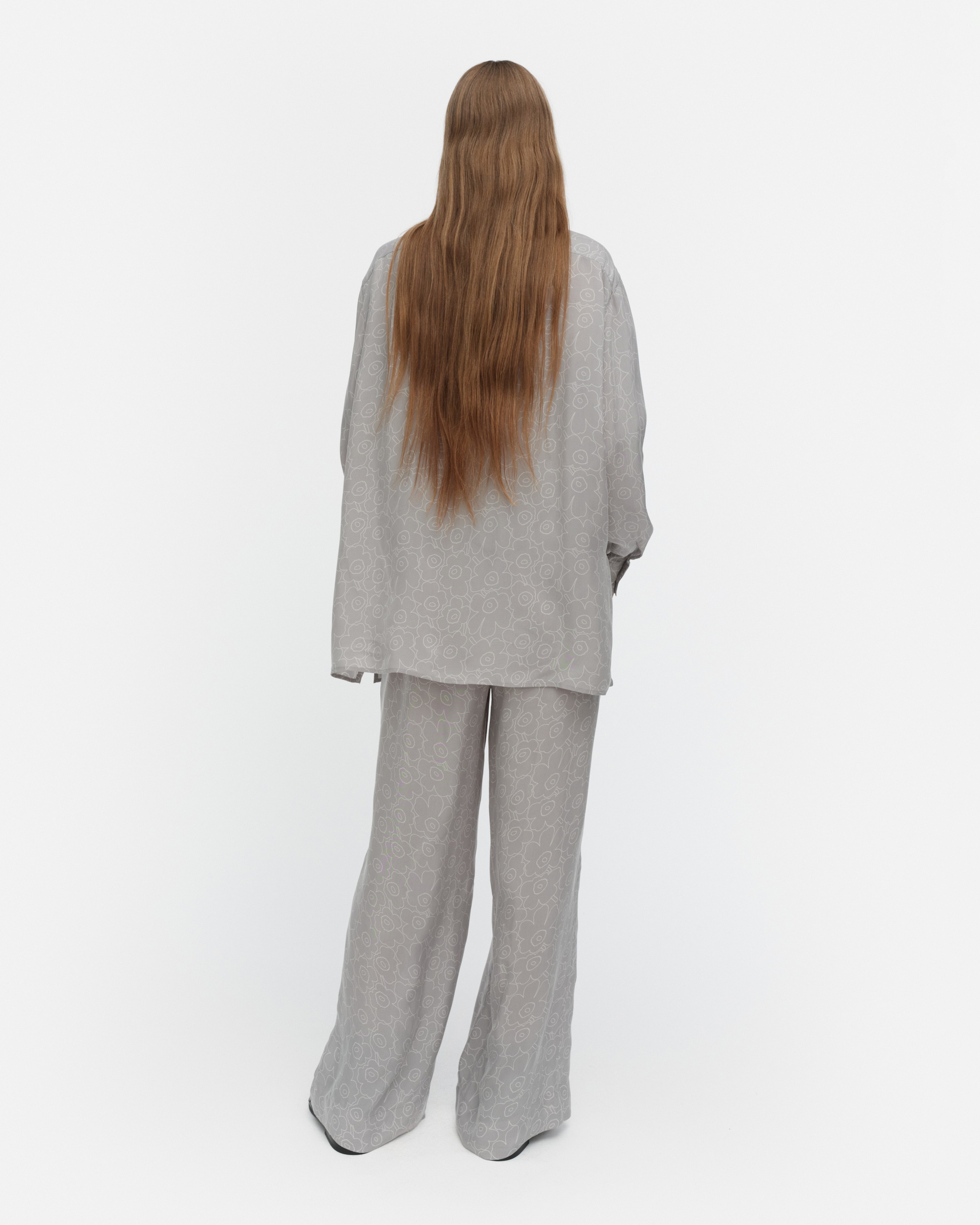 Oanet Piirto Unikko, Cupro trousers, grey, light grey,