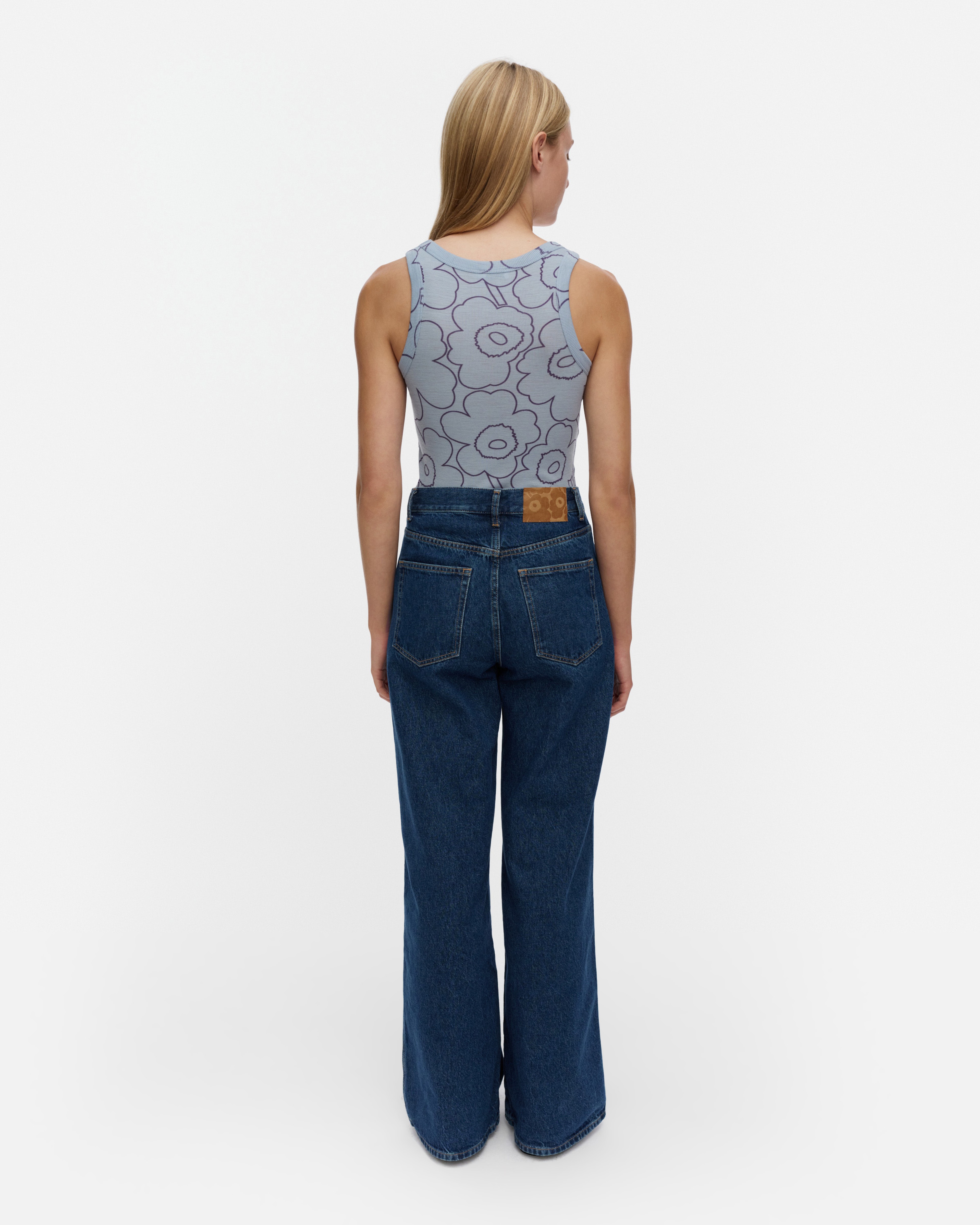 Höyste Piirto Unikko, Rib top, light blue, dark blue,