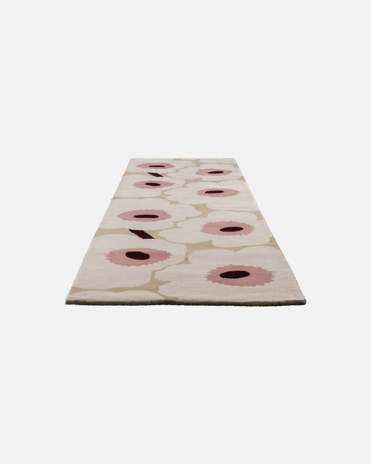 Unikko, Rug 70 x 245 cm, beige, off white, rose,