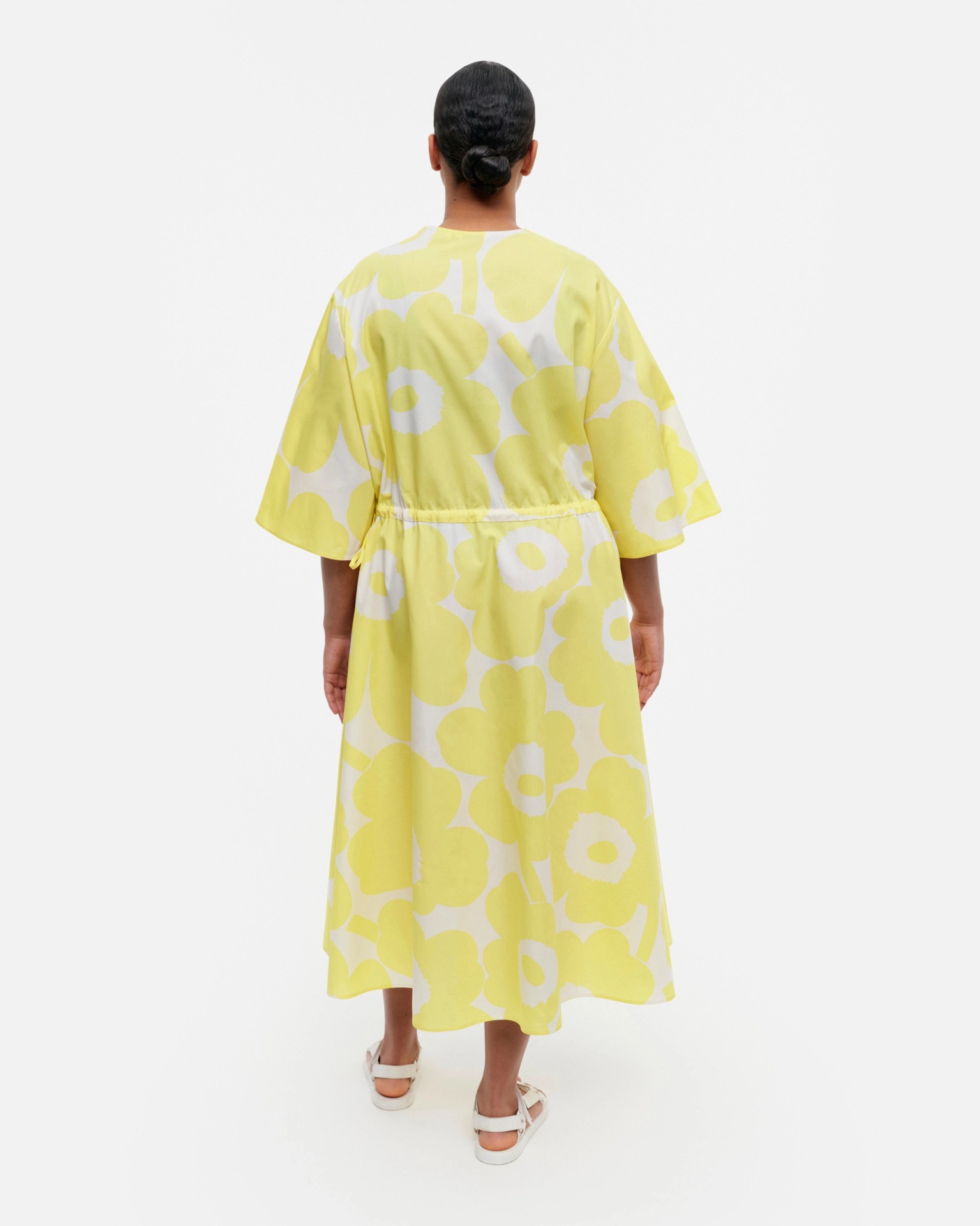 Fiaali Unikko, Cotton poplin dress, yellow, off-white,