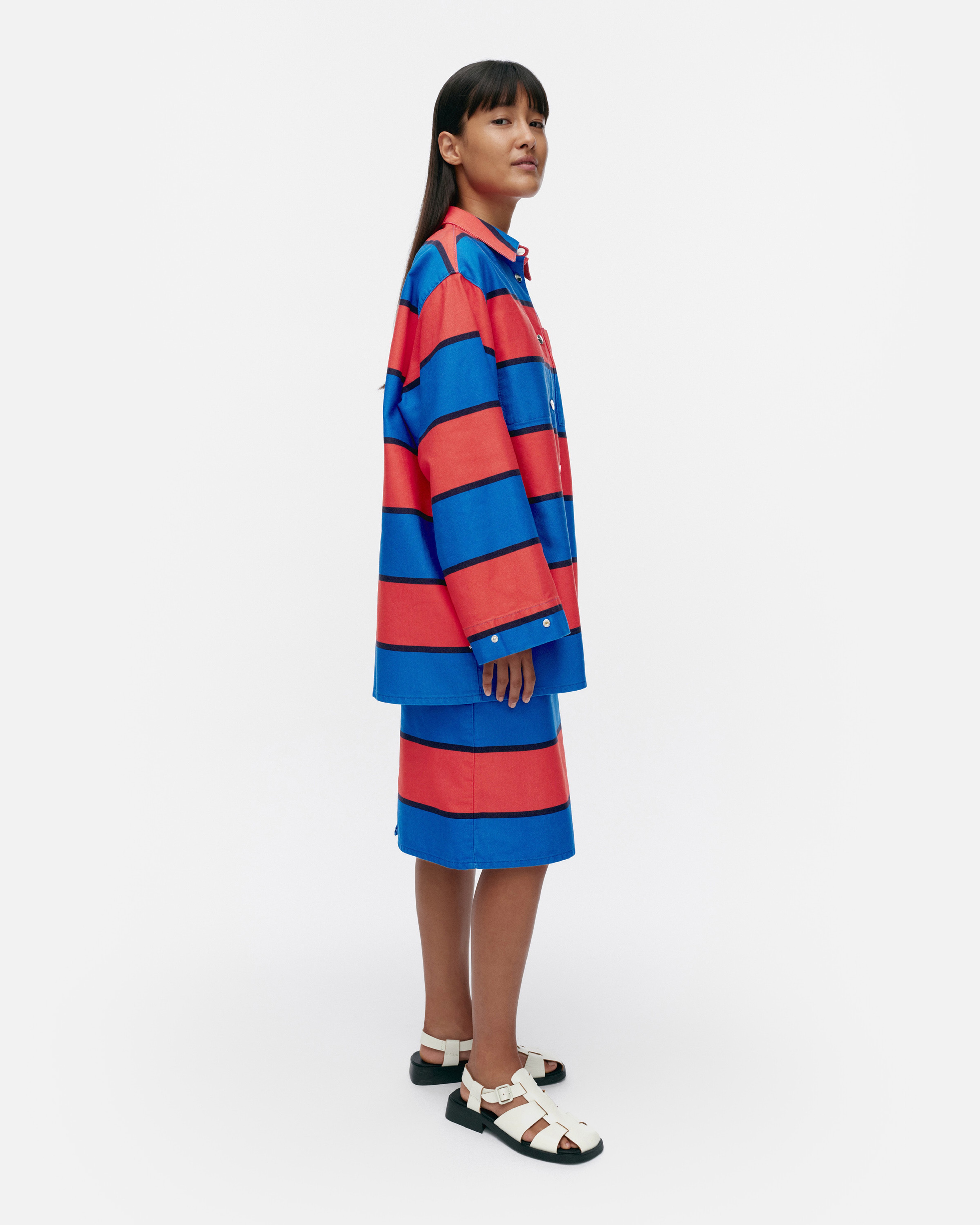 Abstraktio Galleria, Cotton shirt, blue, red, black,