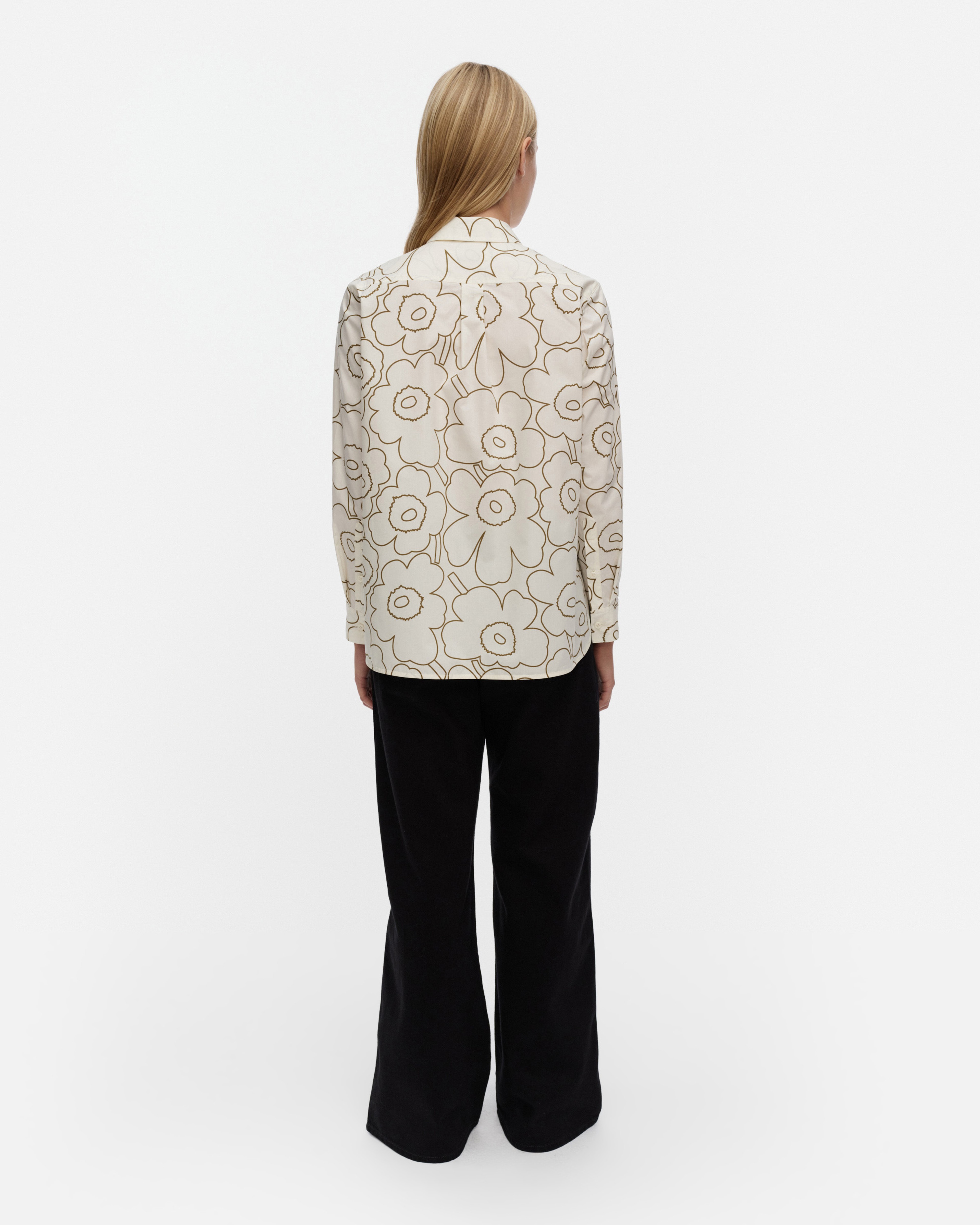 Tilla Piirto Unikko, Cotton poplin shirt, off white, olive green,