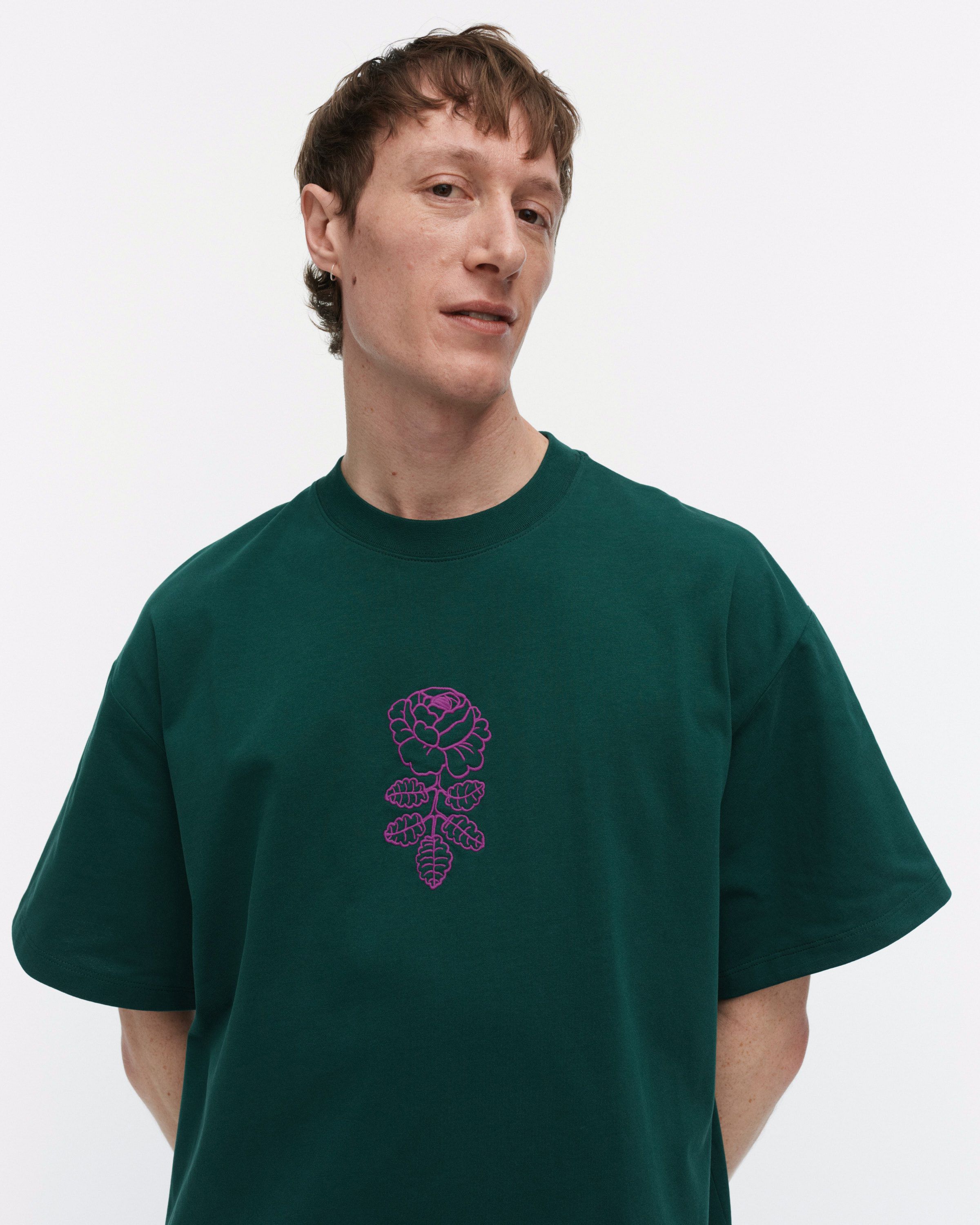 Linjat Vihkiruusu Placement Kioski t-shirt dark green, purple