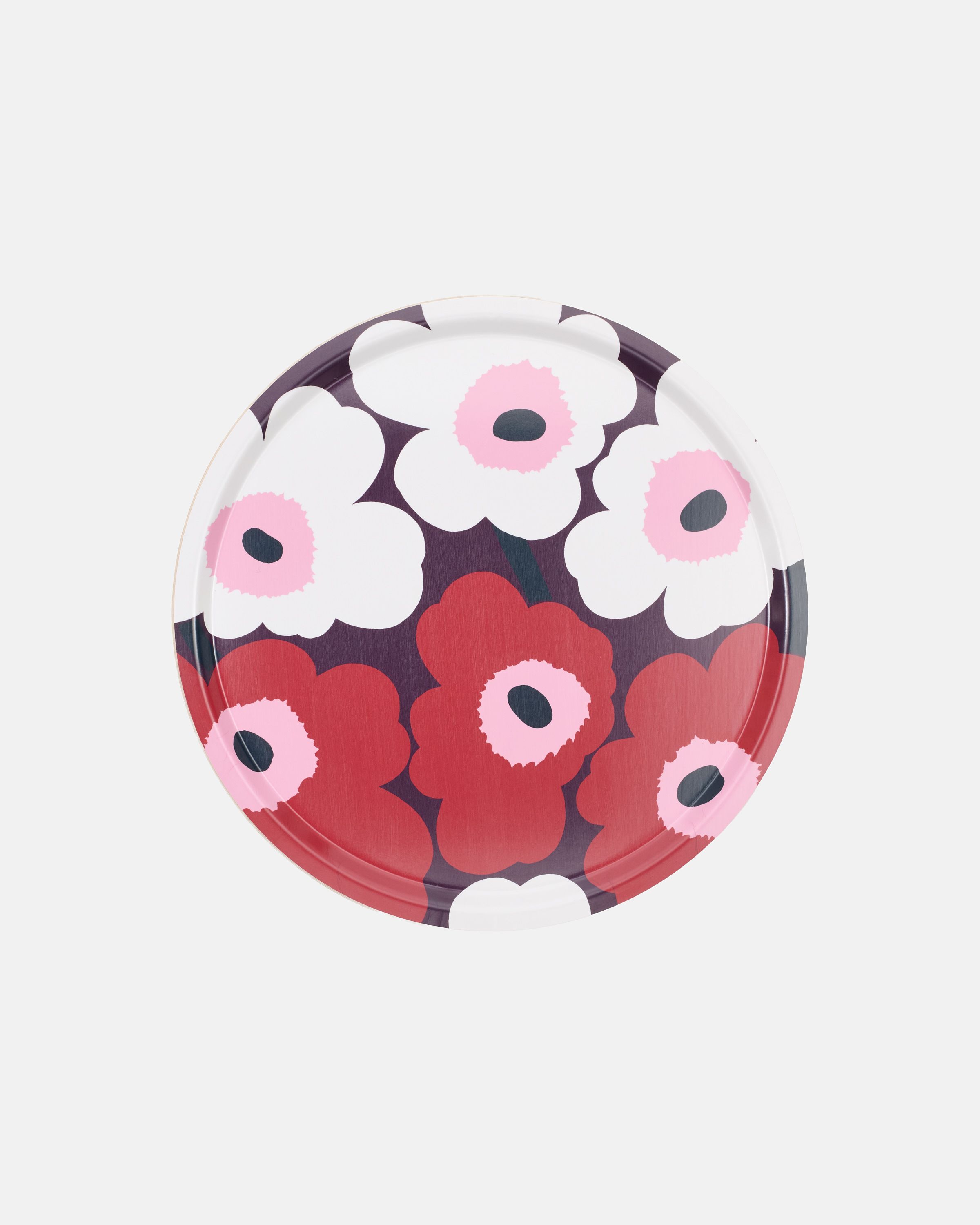 【希少品】Marimekko　マリメッコ　パープル系　プライウッドトレイ　31㎝ Unikko Tray 46 cm plum,cranberry,off white,rose | Marimekko