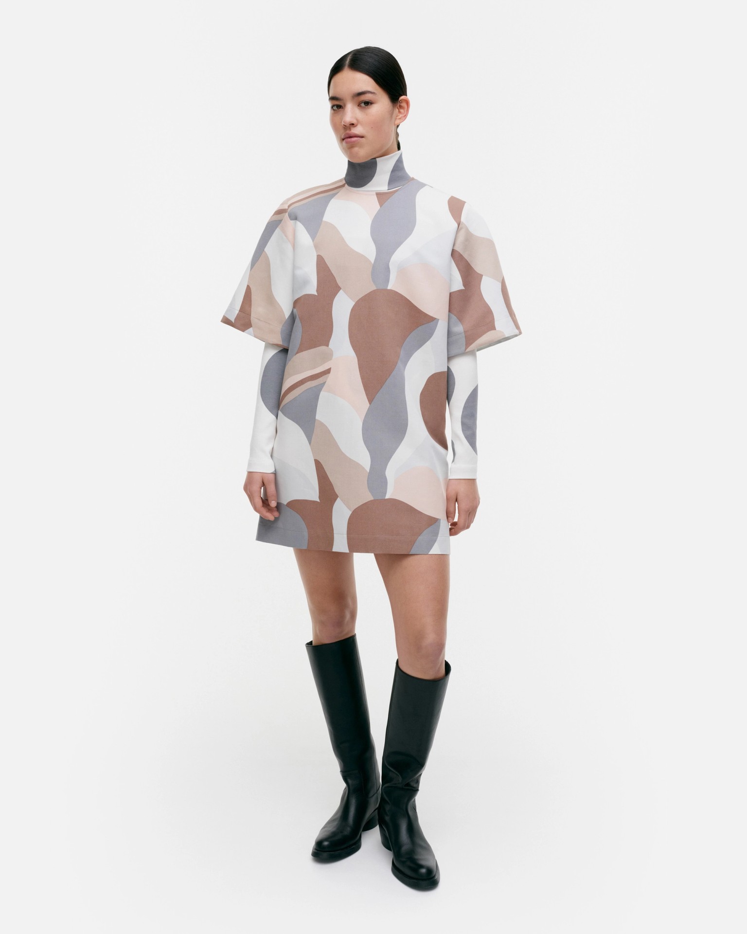 Liki Kamelia, Cotton linen dress, light rose, brown, grey,