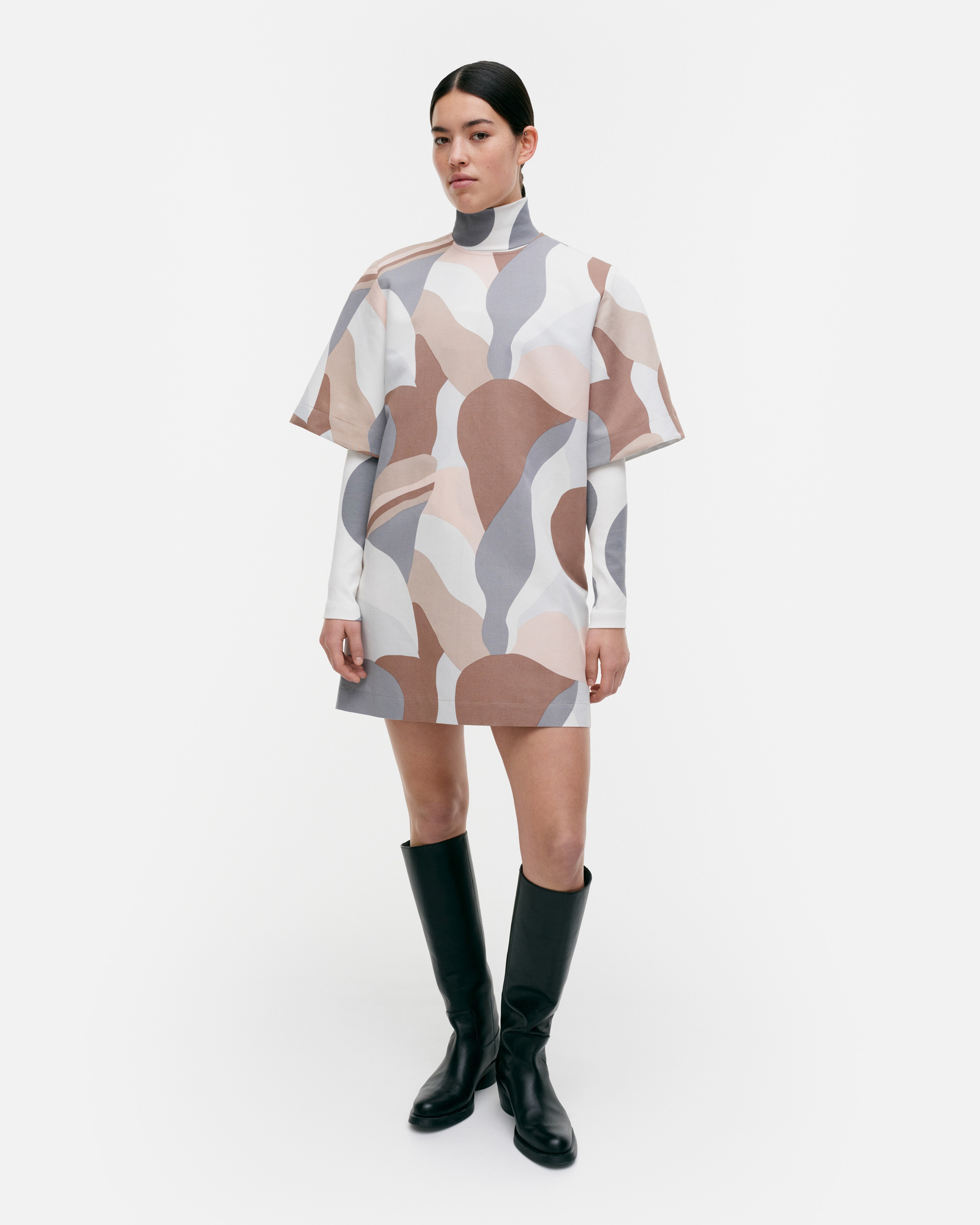 Liki Kamelia, Cotton linen dress, light rose, brown, grey,