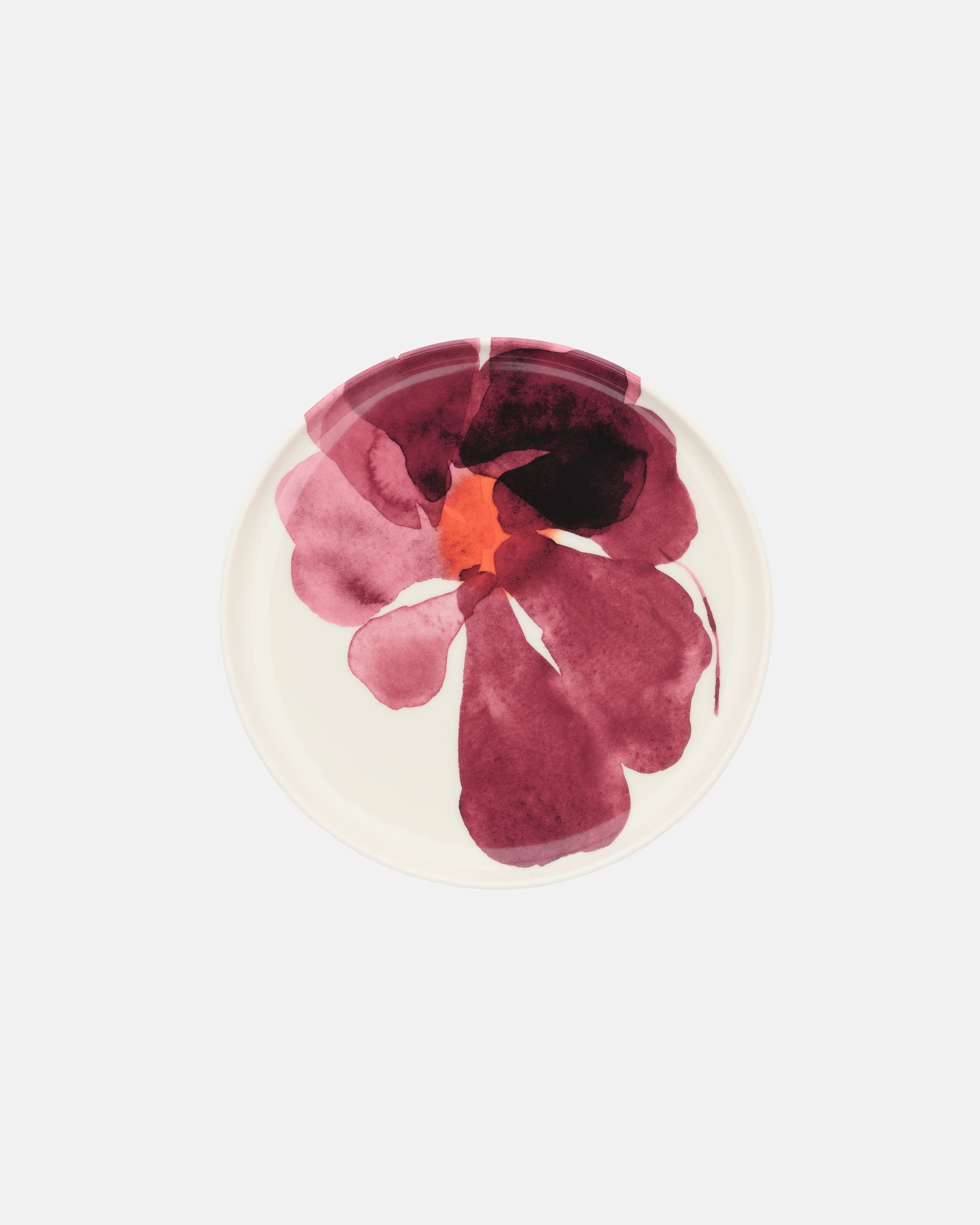 Oiva / Valssi Salad plate white, burgundy, pink | Marimekko