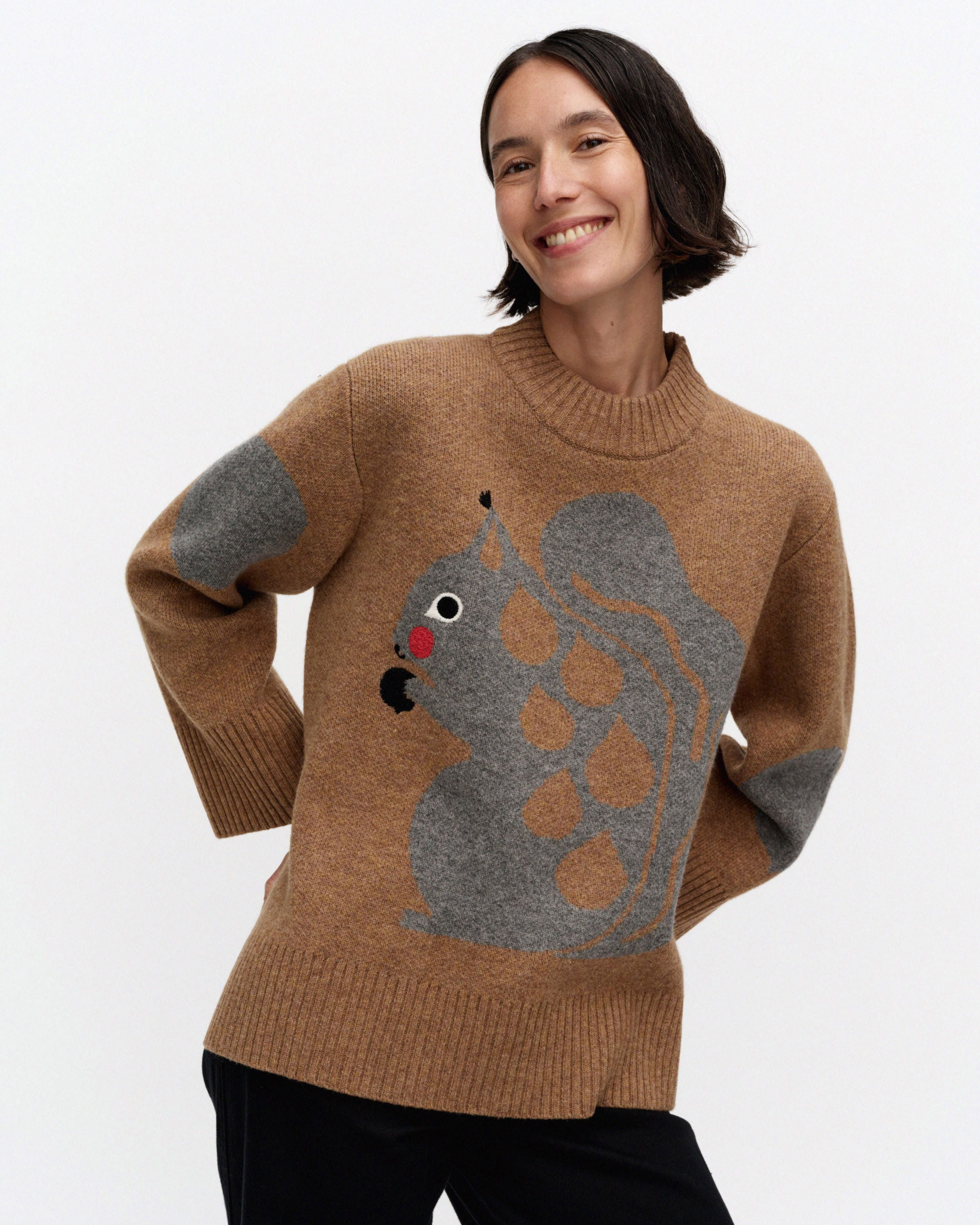 Rws Kuvioitu Kurre Kioski knitted pullover brown, grey | Marimekko