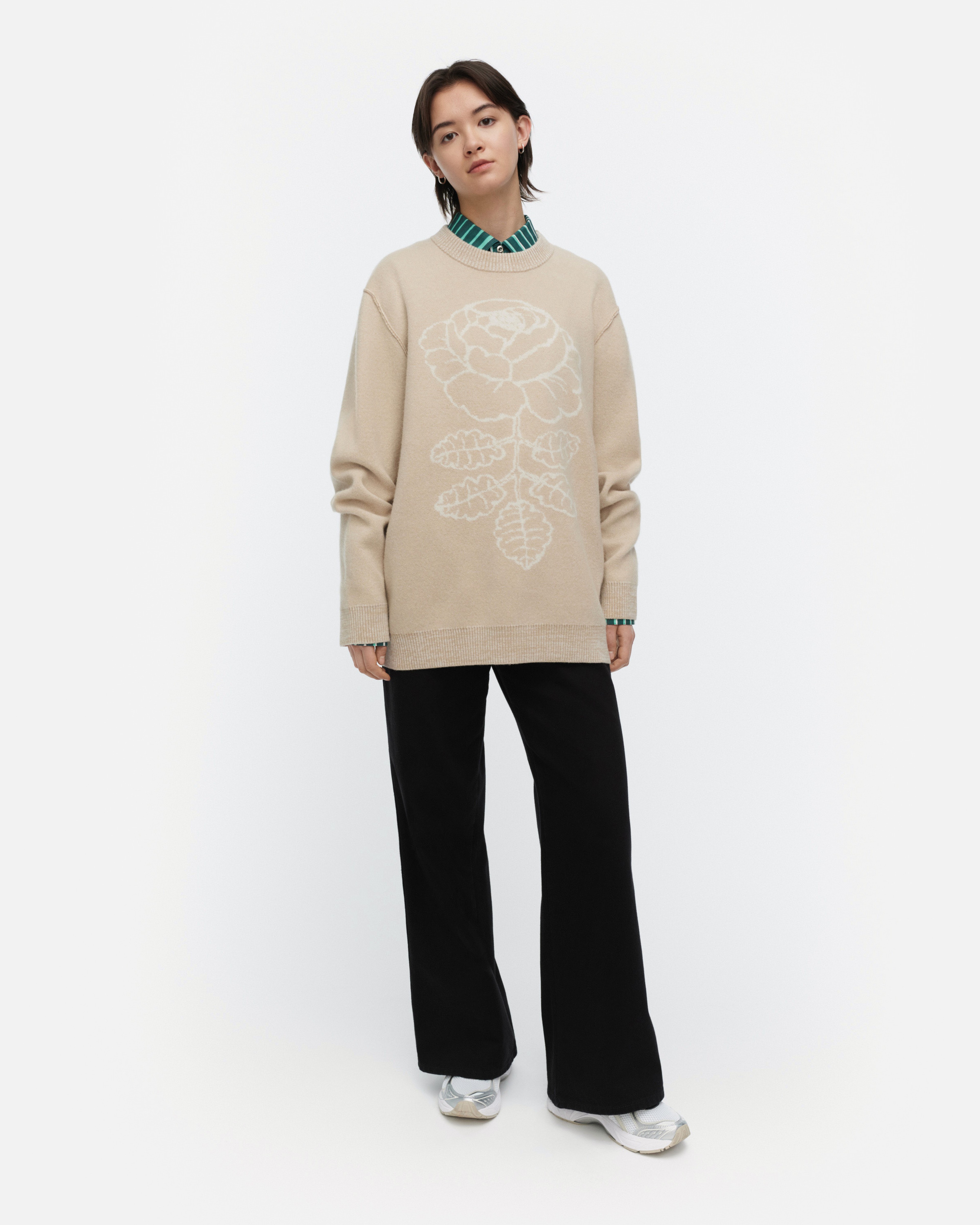 RWS Ruusut Vihkiruusu, Knitted wool pullover, beige, off white,