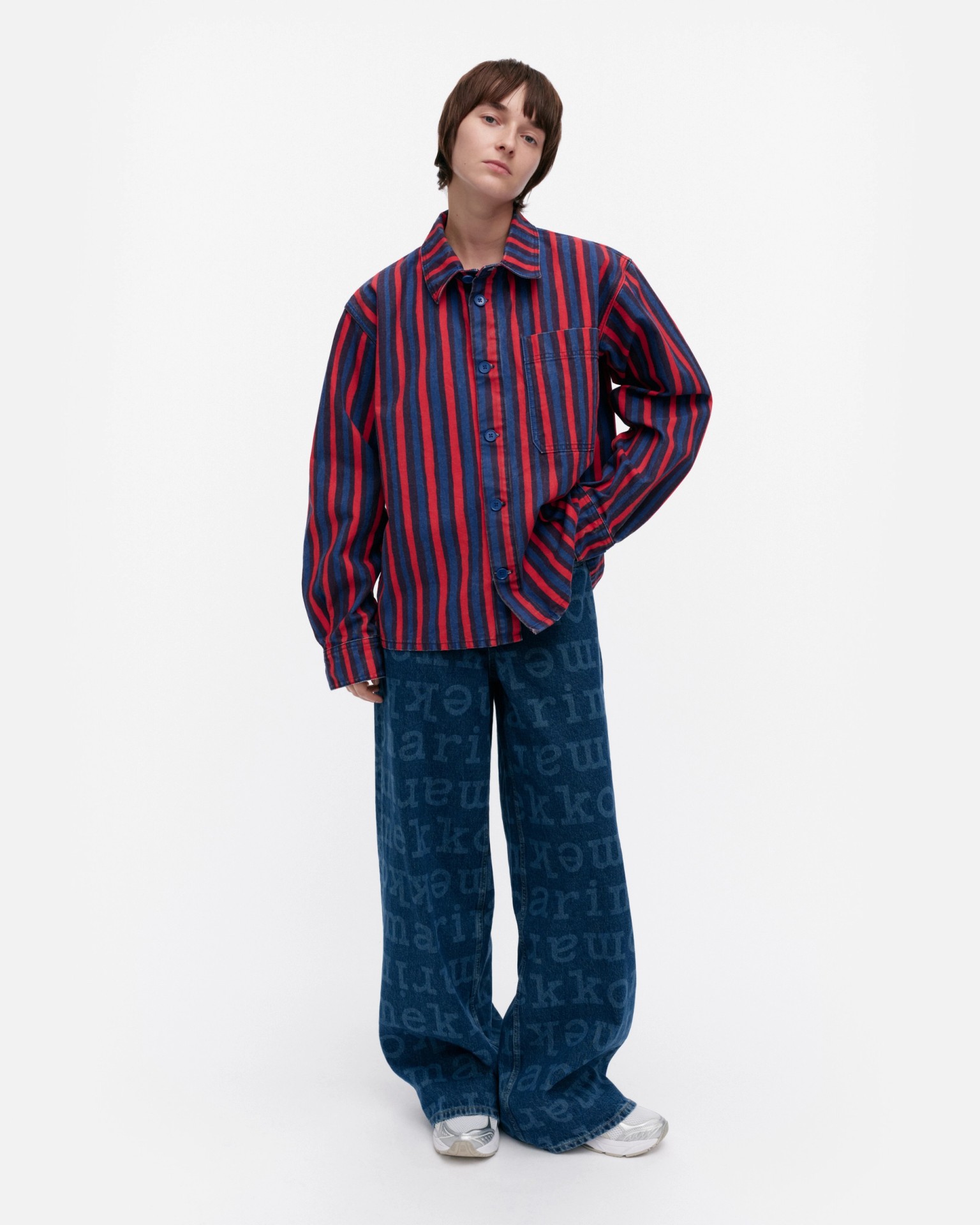 Suure Piccolo, Kioski cotton twill coat, red, blue,
