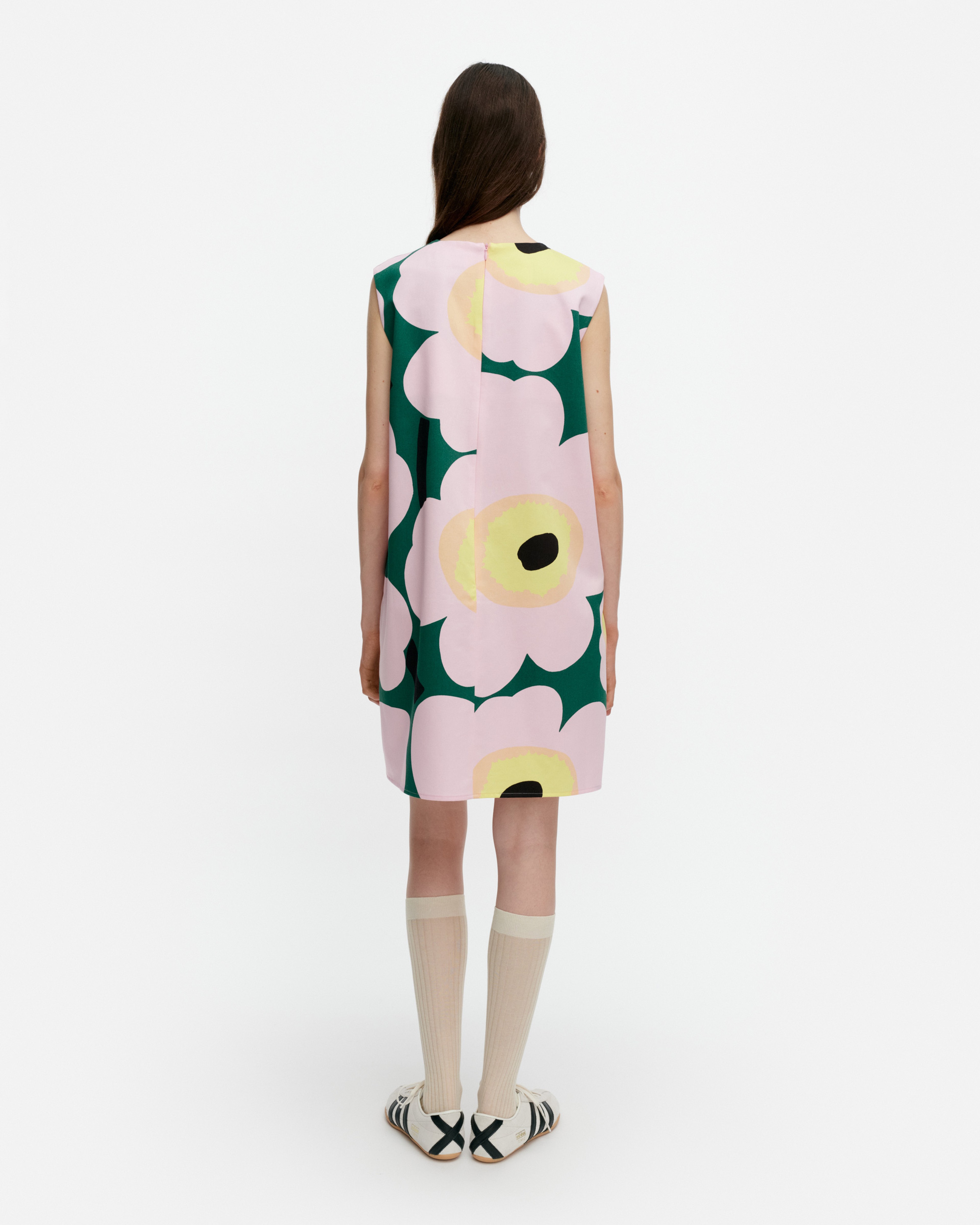 Siluetti Unikko, Dress, green, pink, yellow,