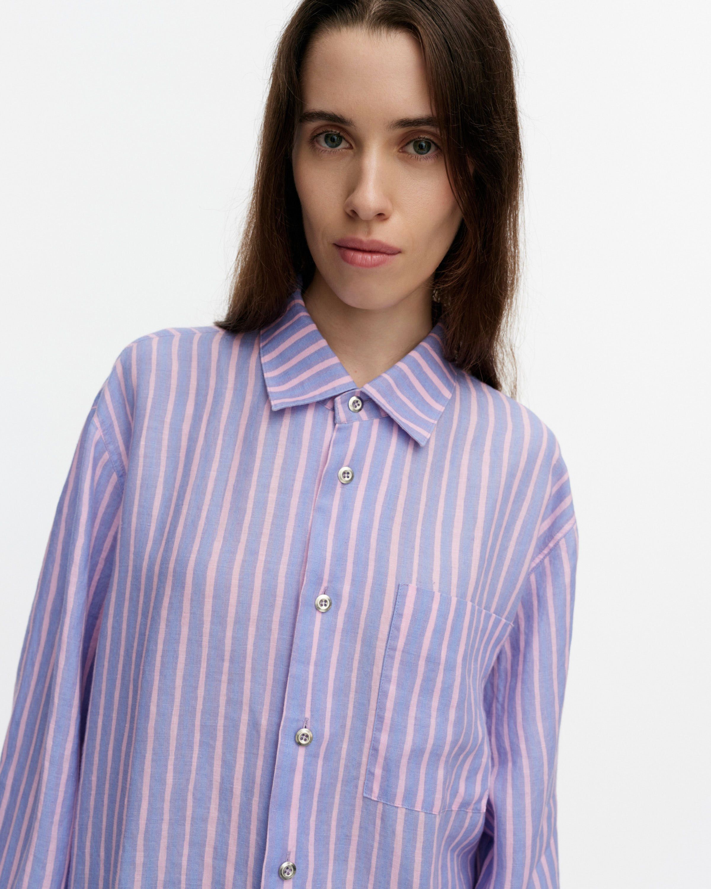 レディース jokapoika シャツ Jokapoika Linen shirt light pink, lilac | Marimekko