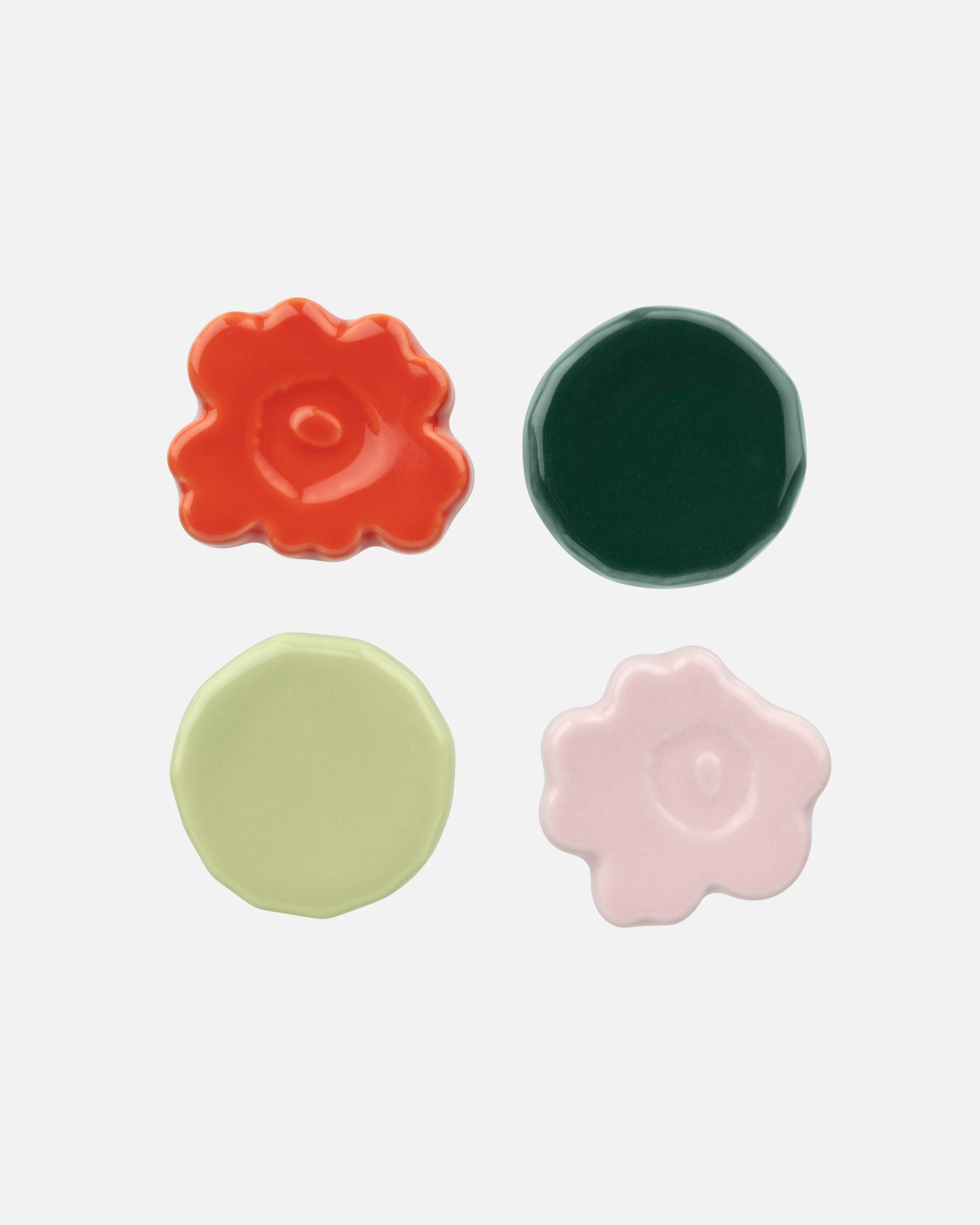 Unikko&Kivet, Chopstick holder 4 pcs, pink, pear, or.red, dk.green,