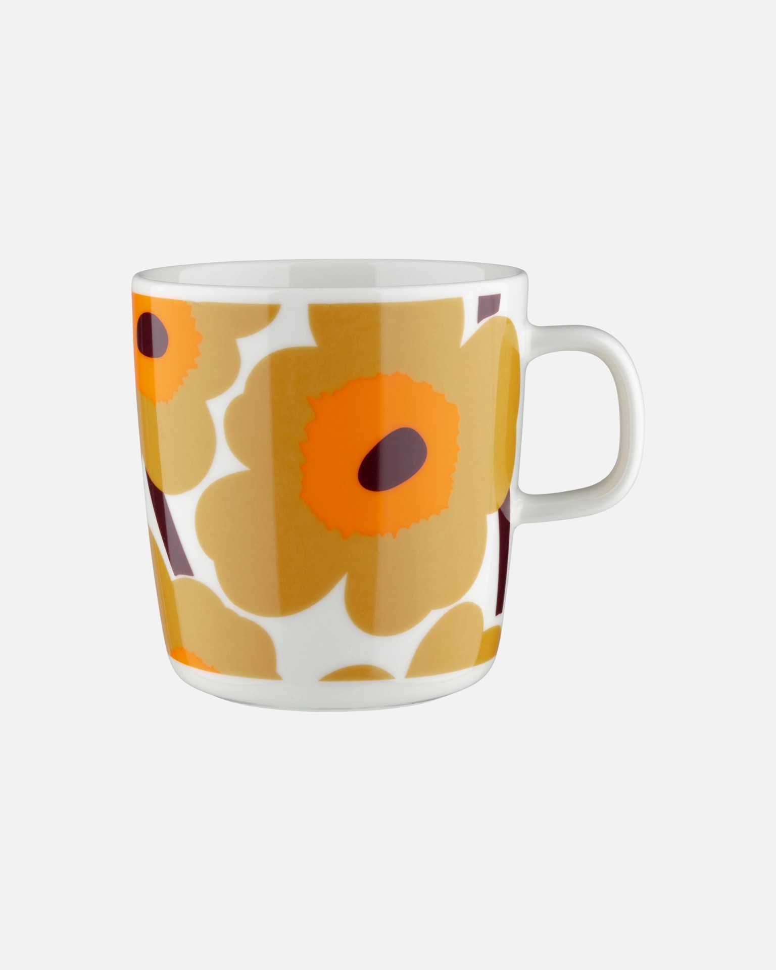 Oiva / Unikko, Large mug, white, caramel, warm or,