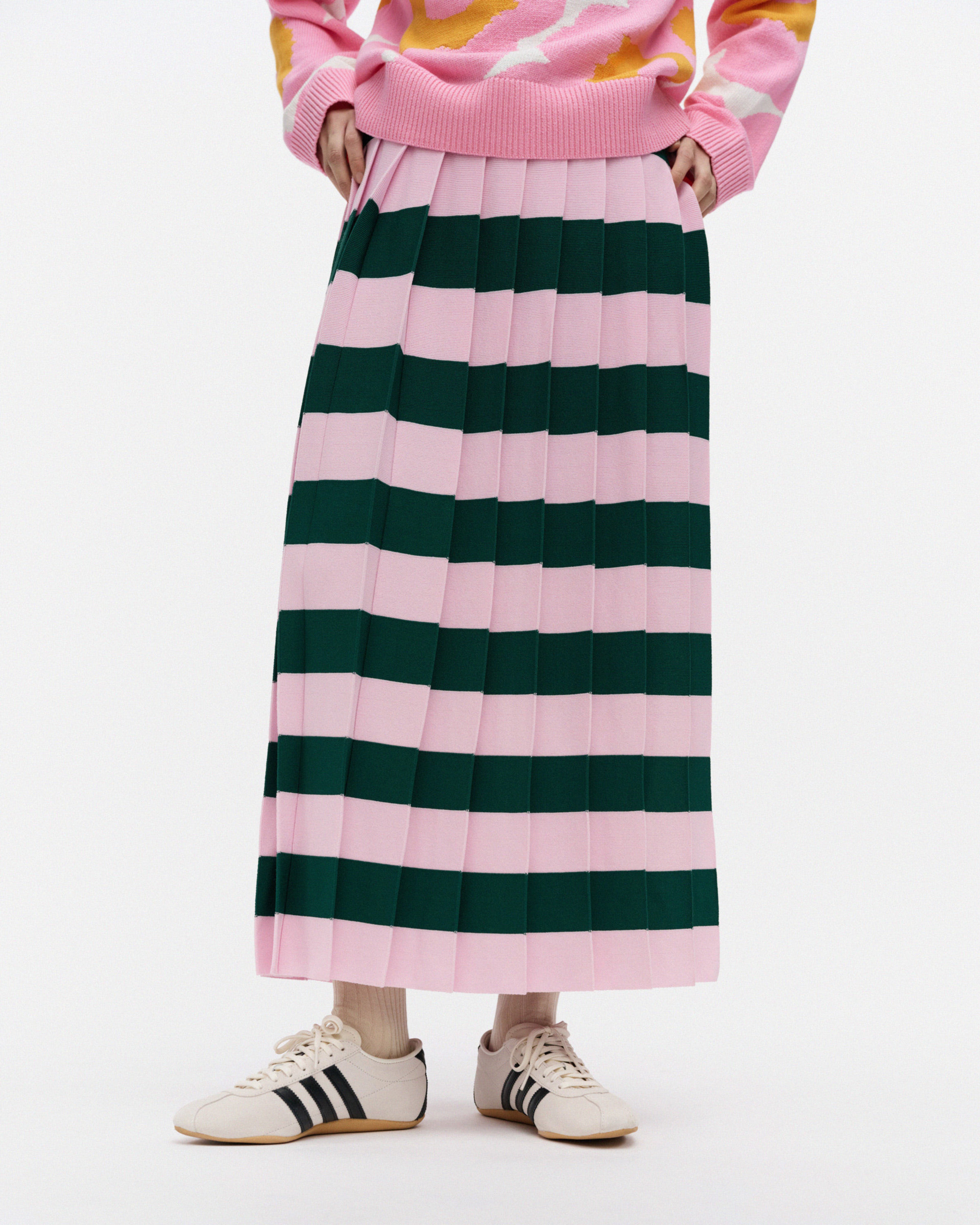 Riemua, Knitted skirt, light pink, dark green,