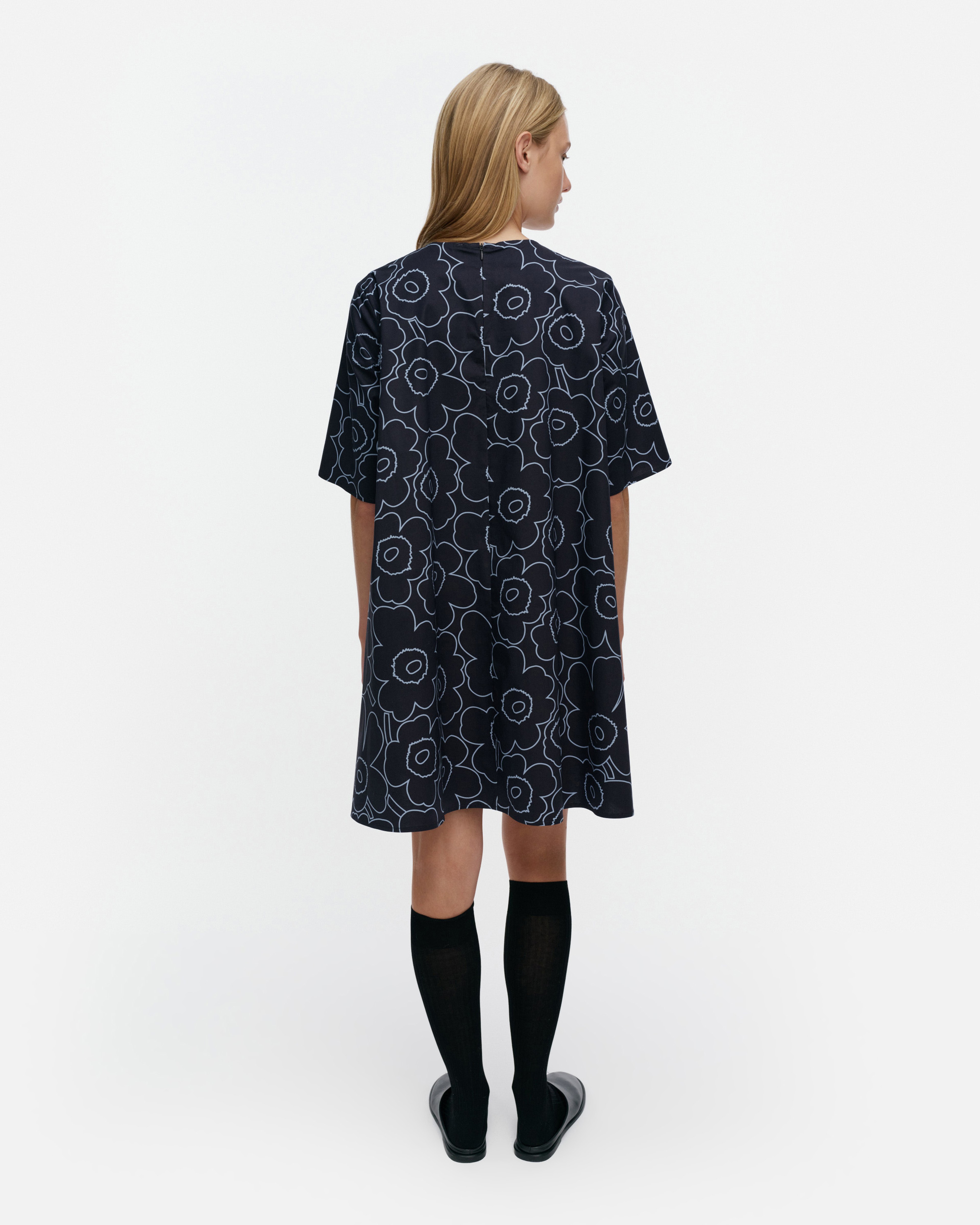Kukkiva Piirto Unikko, Kleid, Dunkelblau, Hellblau,