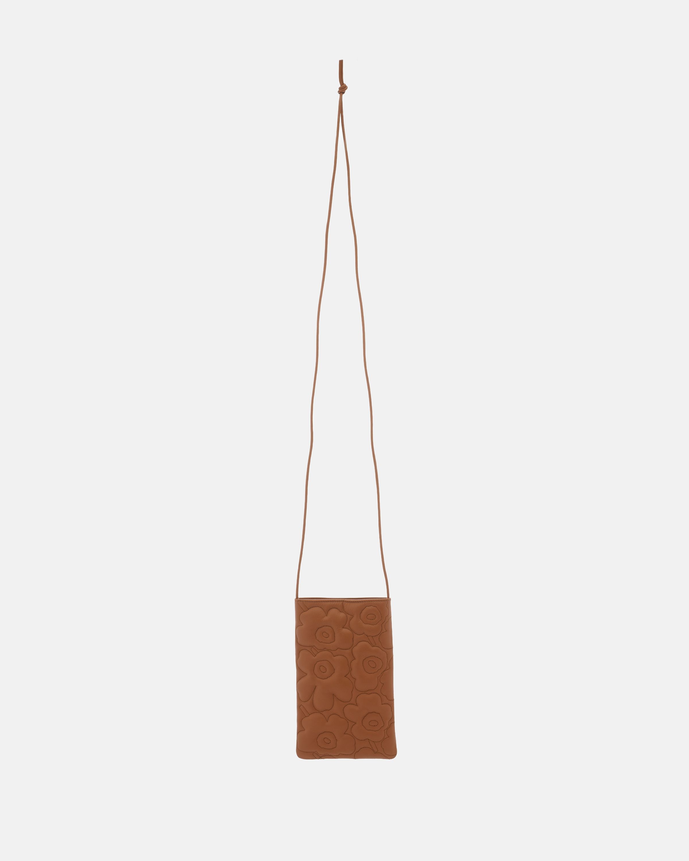 marimekko Unikko レザー スマホショルダーバッグ Phone Pocket Unikko Bag brown | Marimekko