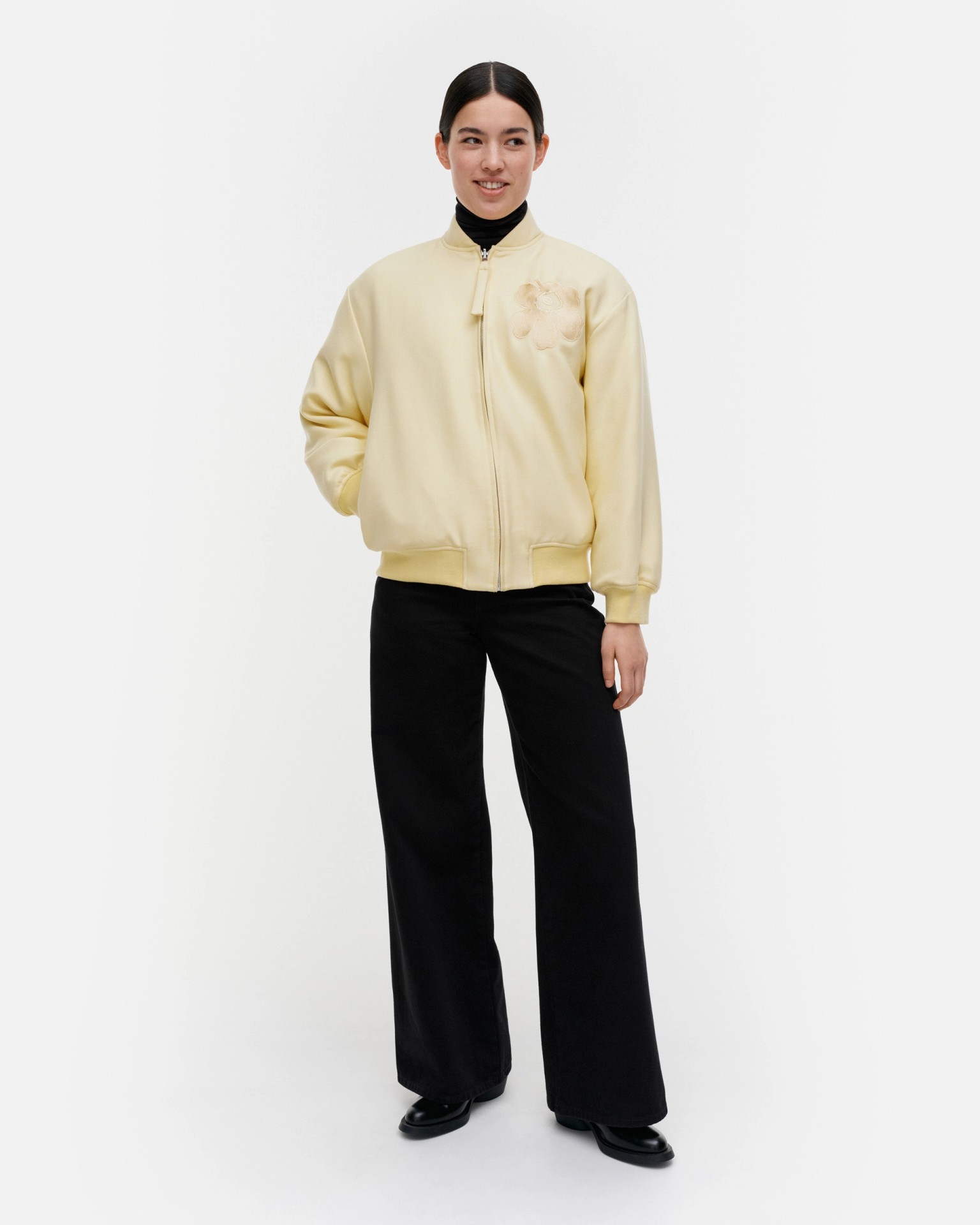 Monumentti Solid, Wool bomber jacket, light yellow,